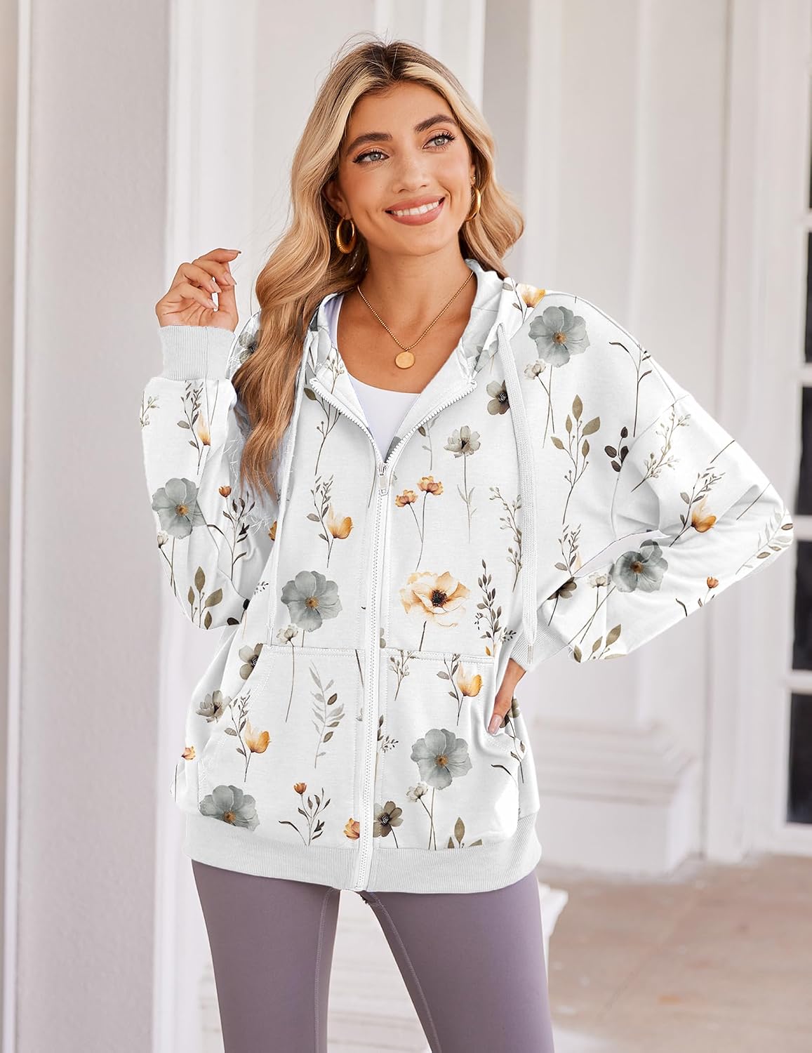 Thumbnail 1 de Zeagoo Women's Lightweight Hoodies Full Zip Up Oversized Sweatshirt with Pockets