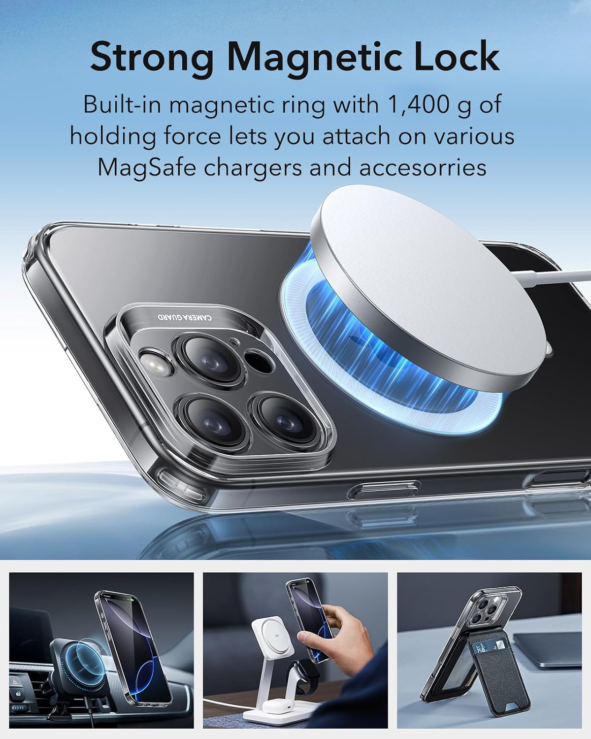 Detalle de ESR for iPhone 16 Pro Case with MagSafe — Clear, Ultra‑Thin, Shockproof