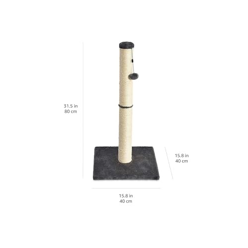 Detalle de Amazon Basics Arbre à chat d'intérieur standard avec jouet suspendu — gris, 80 cm