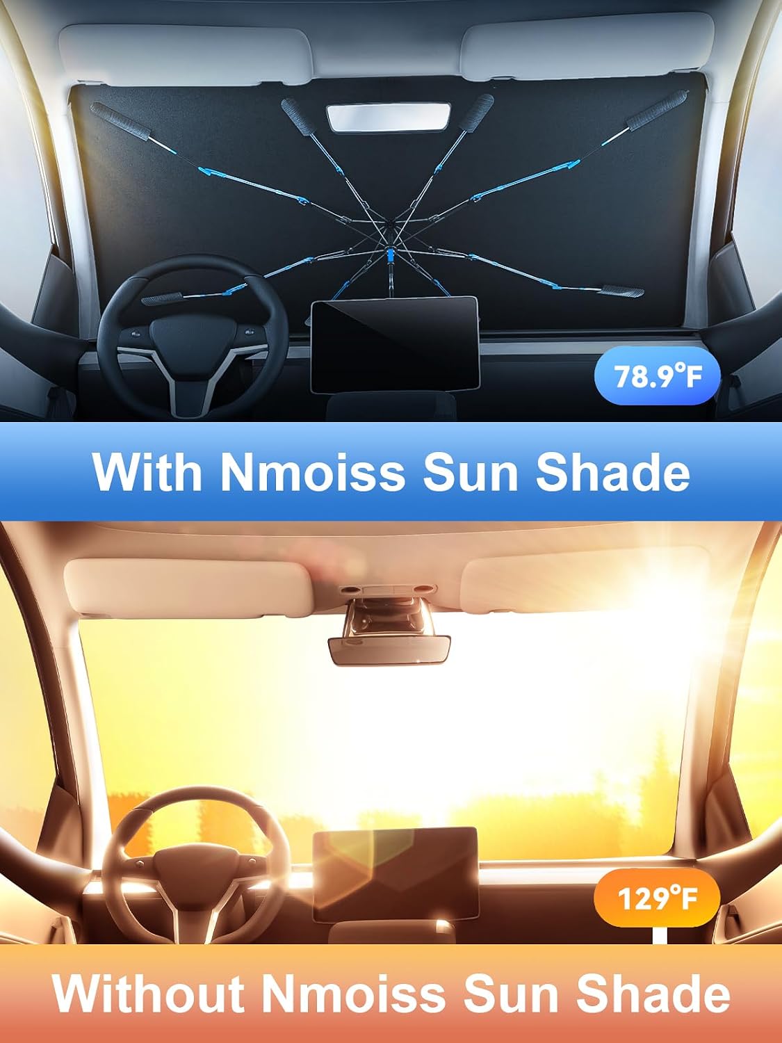 Detalle de Upgraded Nmoiss Windshield Sun Shade Umbrella (Ice Rib) — Large 61" x 35