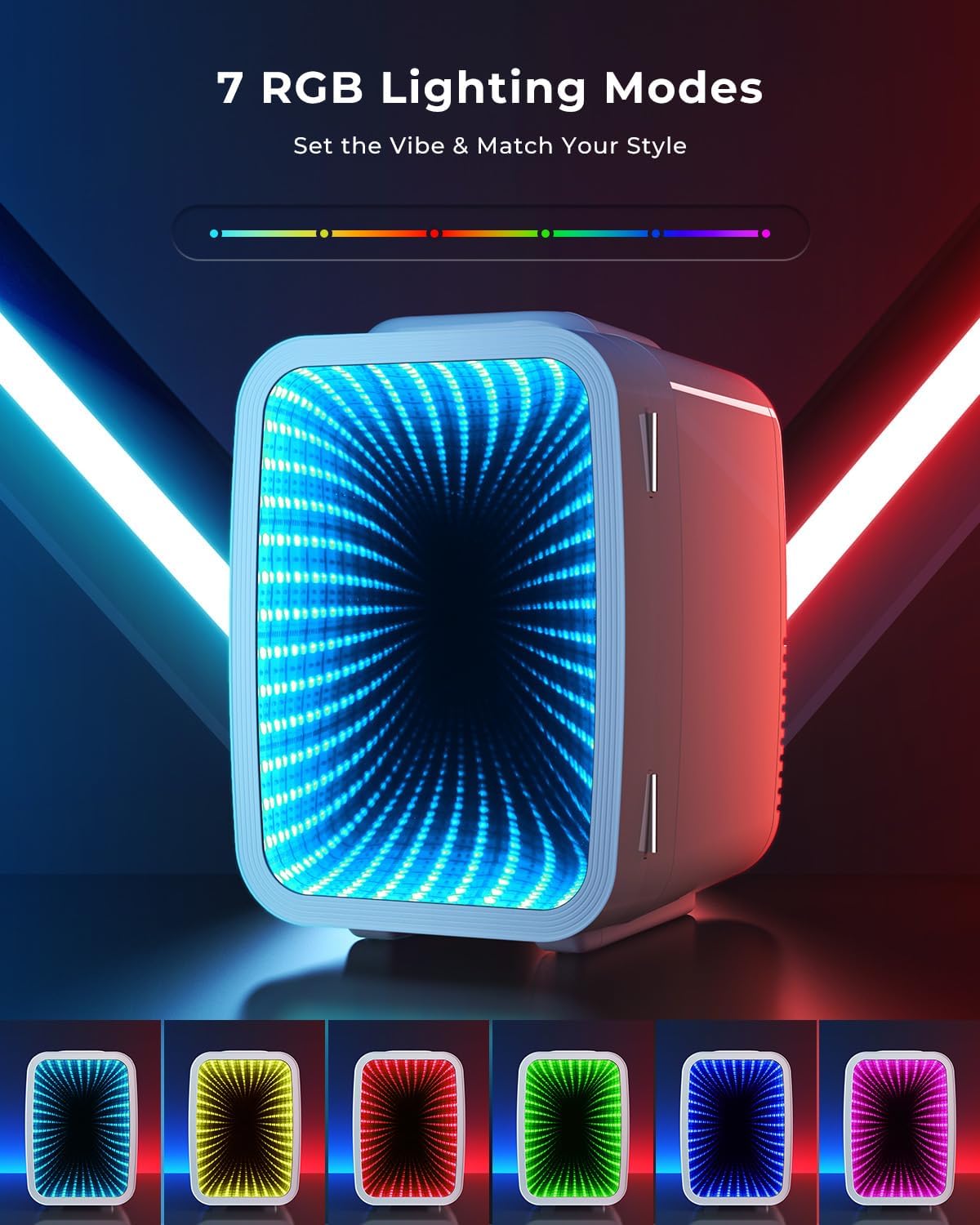 Detalle de BEICHEN Mini Kühlschrank 4L: Leise, 2-in-1 Kühl- & Heizfunktion, RGB Beleuchtung und flexible Stromversorgung