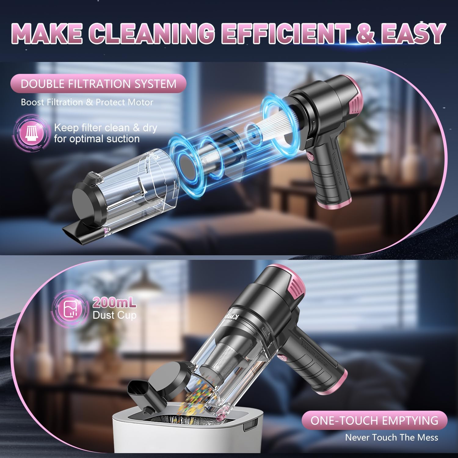 Thumbnail 5 de KMM Handheld Car Vacuum Cleaner with 16,000Pa Suction and 120W Power