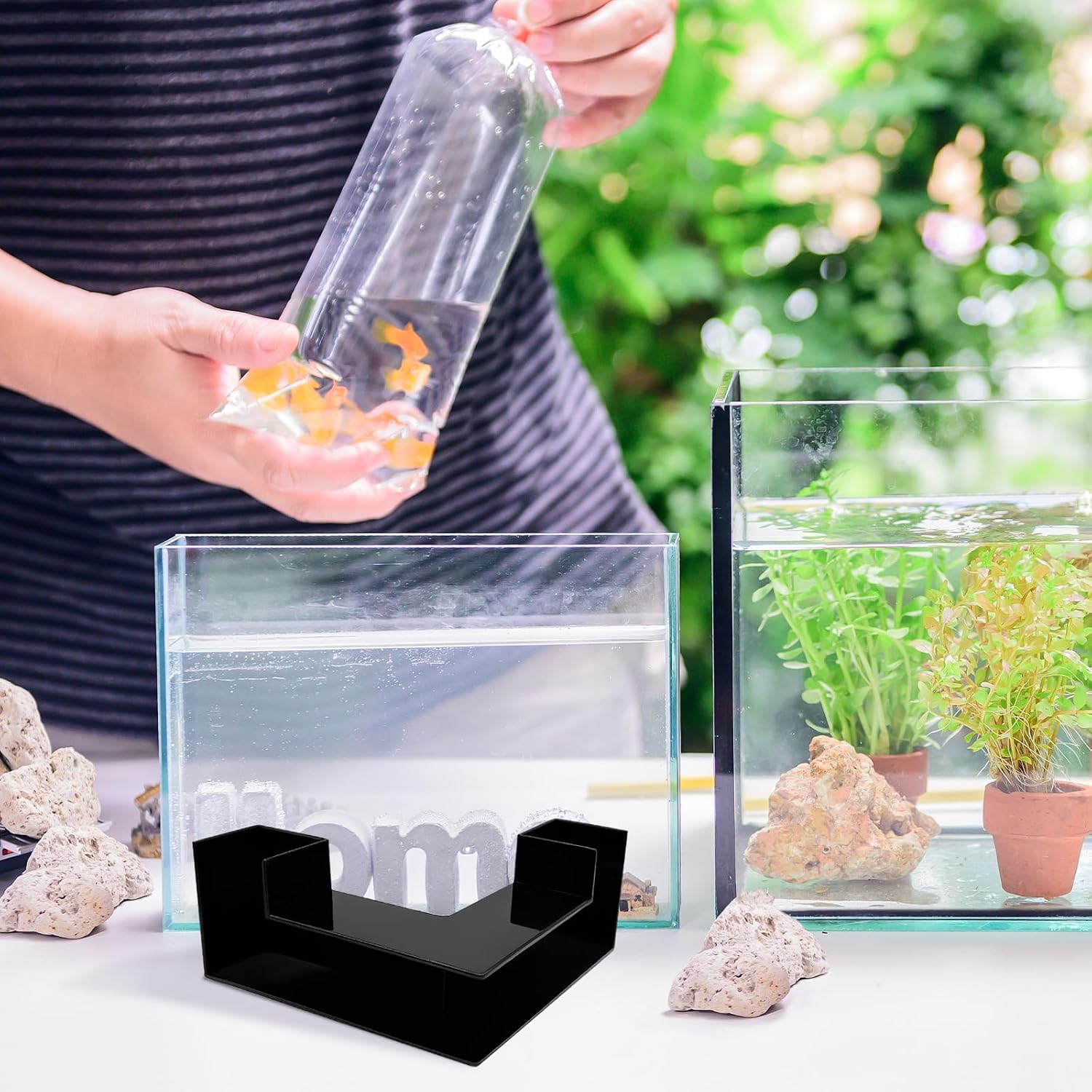 Thumbnail 6 de Mudoulu Aquarium Tunnel Decoration: Corner ABS Hideout for Shrimp, Betta and Crayfish
