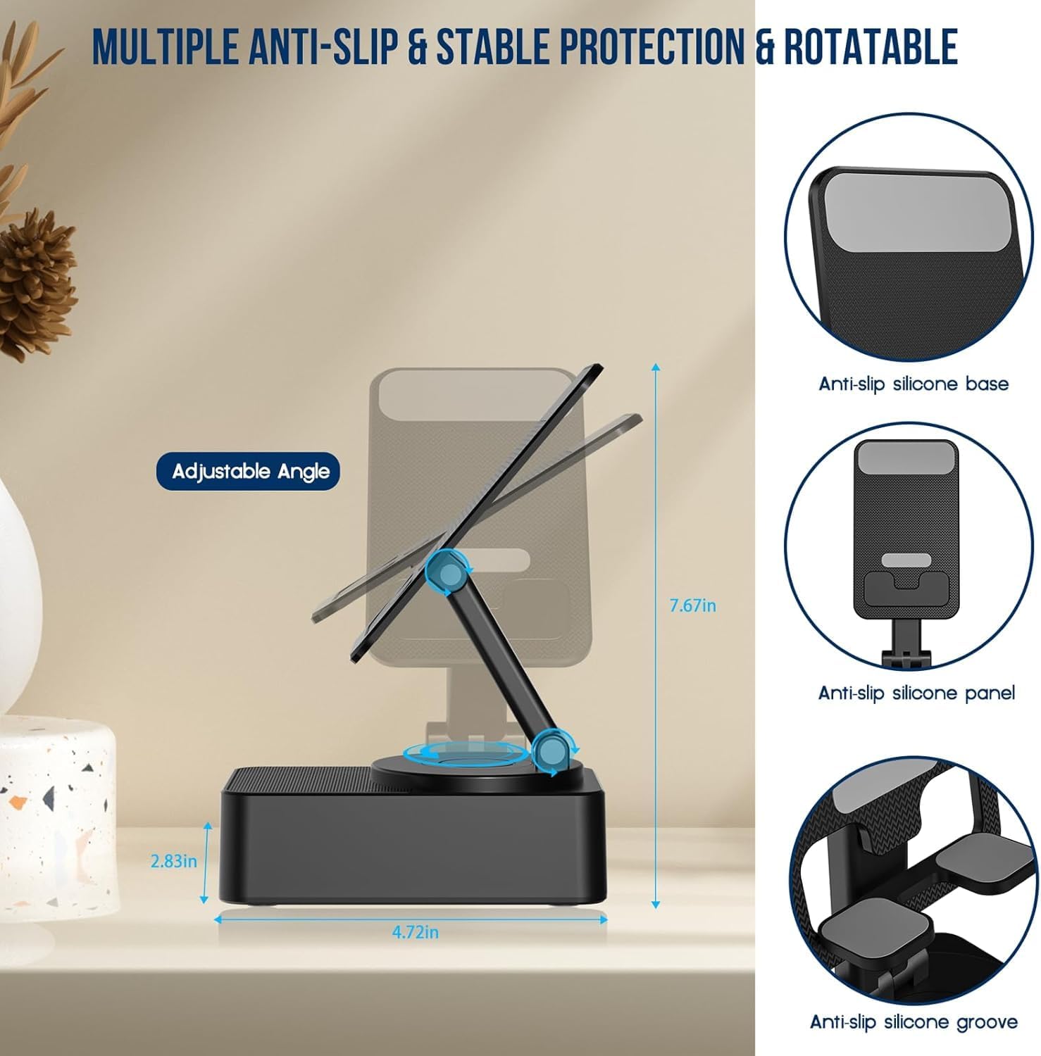 Detalle de voijump 4-in-1 Cell Phone Stand with Wireless Bluetooth Speaker and LED Lights