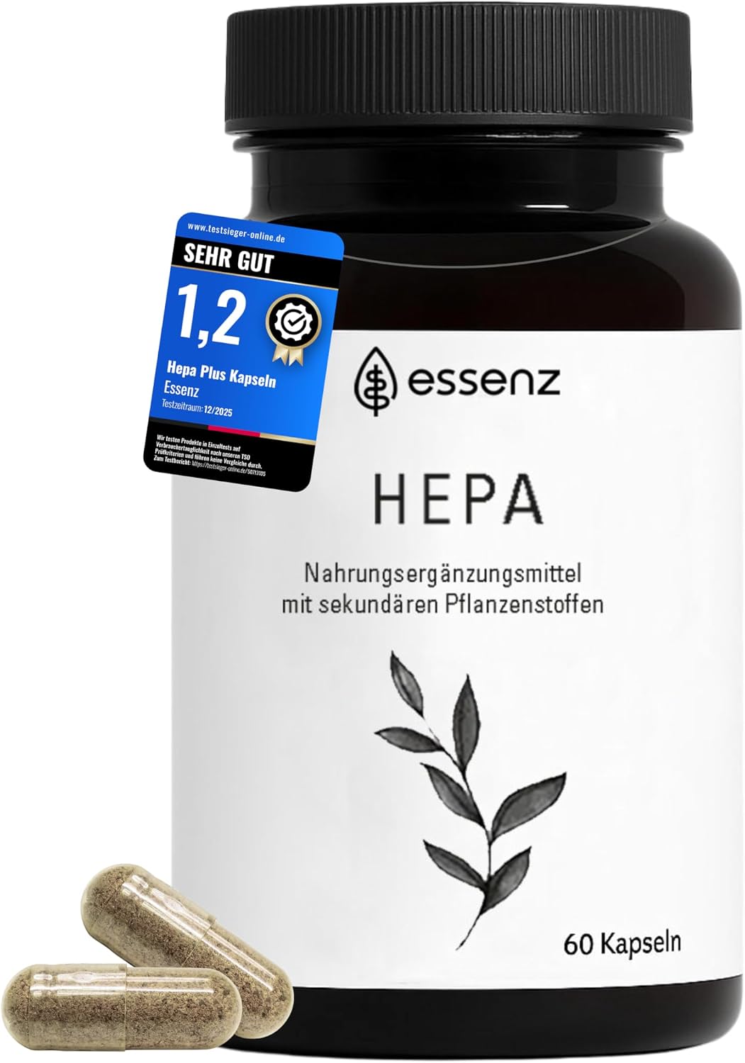 Detalle de ESSENZ Hepa Kapseln mit Mariendistel, Artischocke & Löwenzahn (60 Kapseln) – Nahrungsergänzung zur Leberunterstützung