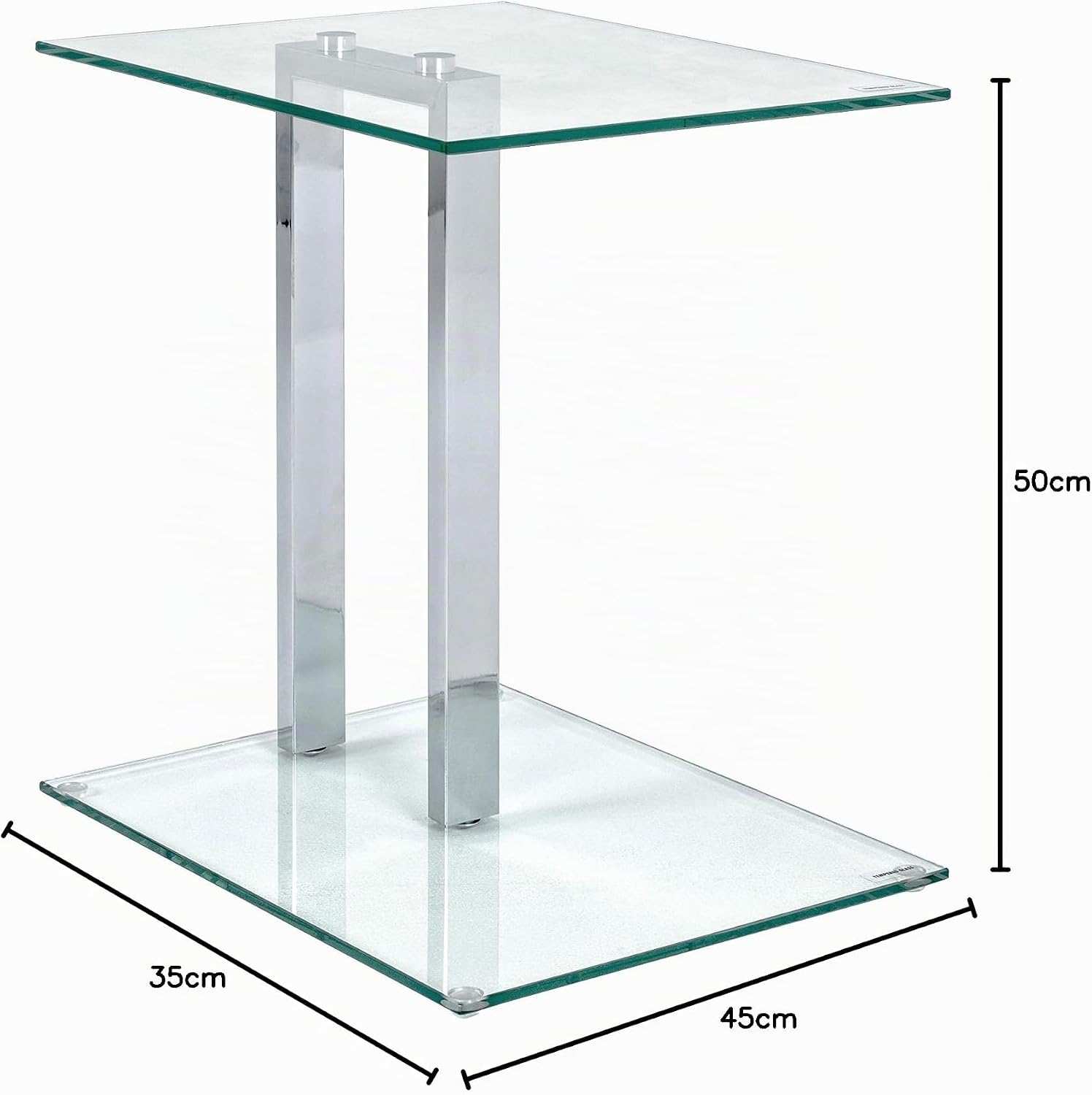 Detalle de HAKU Tavolino cromato con piano in vetro di sicurezza 8 mm – 45 x 50 x 35 cm, stile moderno
