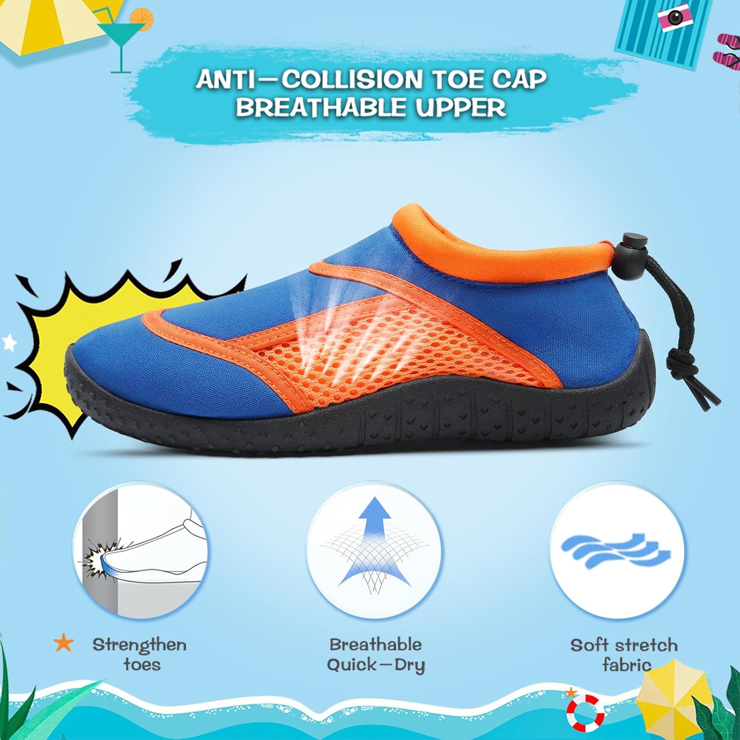 Detalle de HKR Kids Water Shoes Aqua Surf Knit – Quick-dry wet shoes for beach and pool