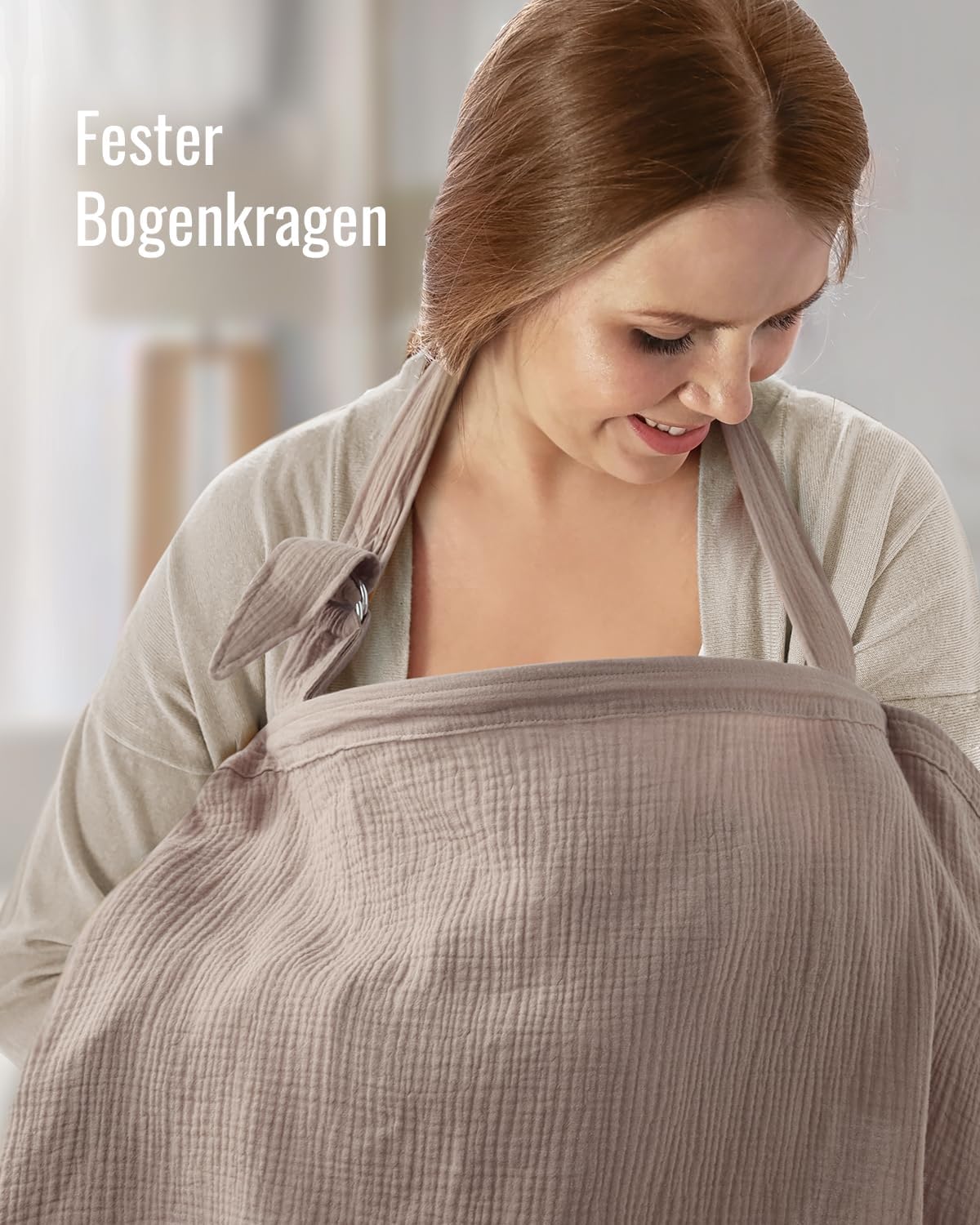 Detalle de Blissful Diary Muslin Nursing Cover for Breastfeeding – Agreeable Gray