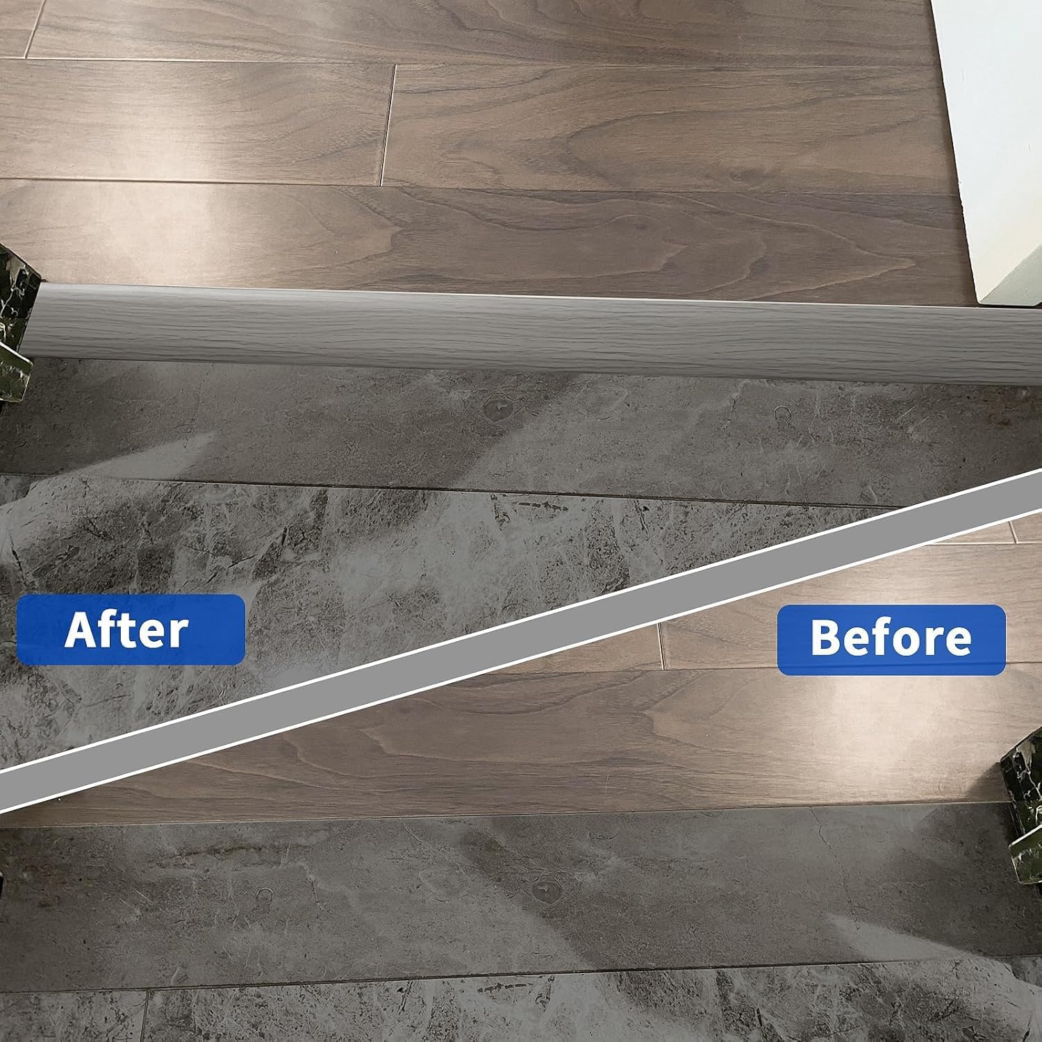 Detalle de PVC Floor Transition Strip (5cm Wide × 2mm Thick) Self-Adhesive Laminate Floor Edge Trim, 2m, Grey Wood Grain