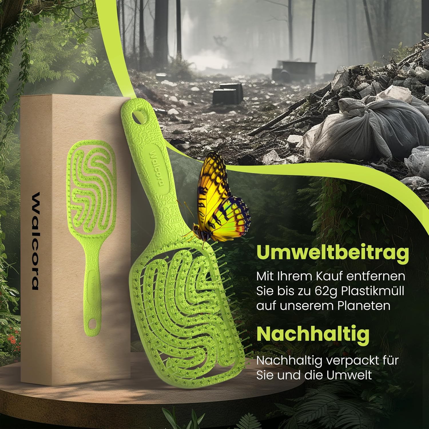 Thumbnail 6 de Walcora Haarbürste ohne Ziepen – NEUHEIT 2026, grün