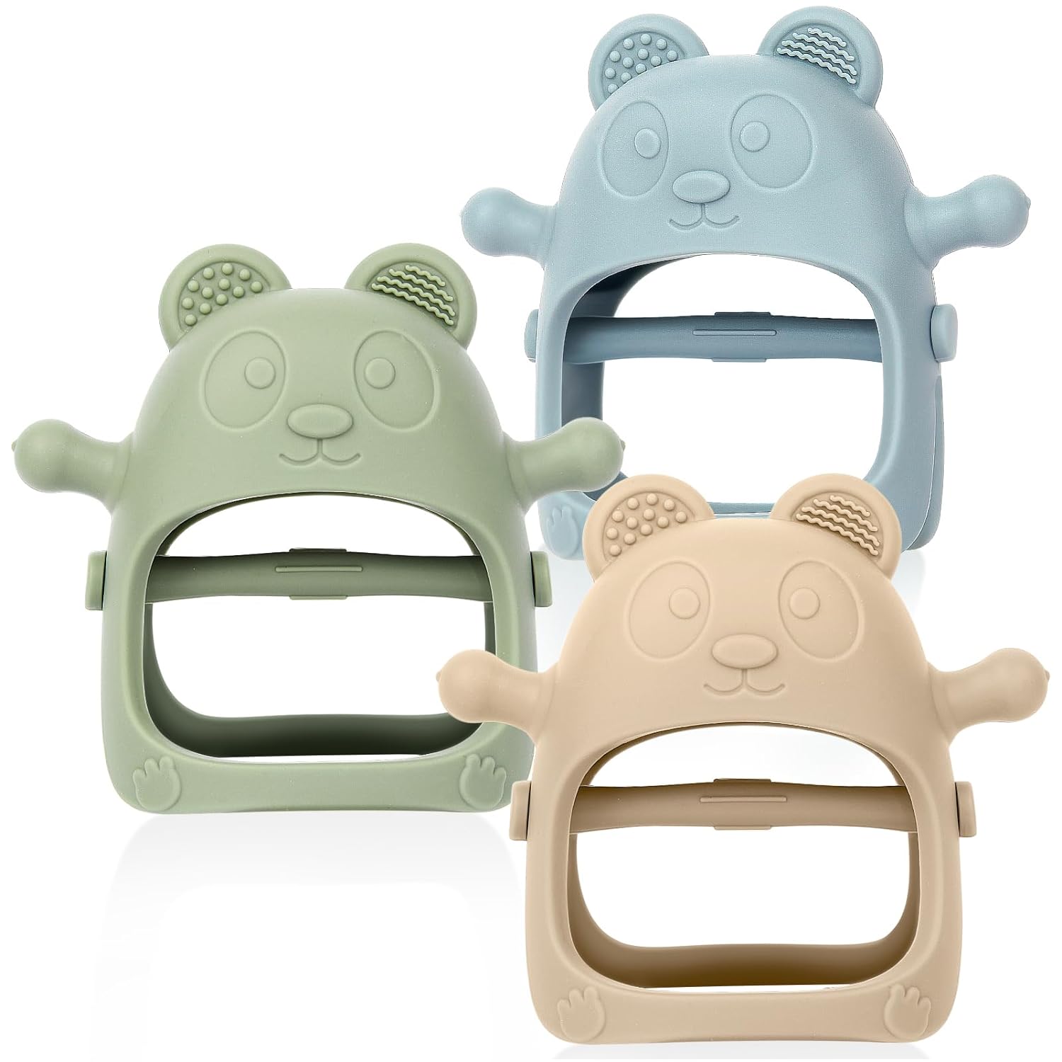 Eascrozn Baby Teething Toys (Set of 3) Silicone Teething Mittens for 3+ Months