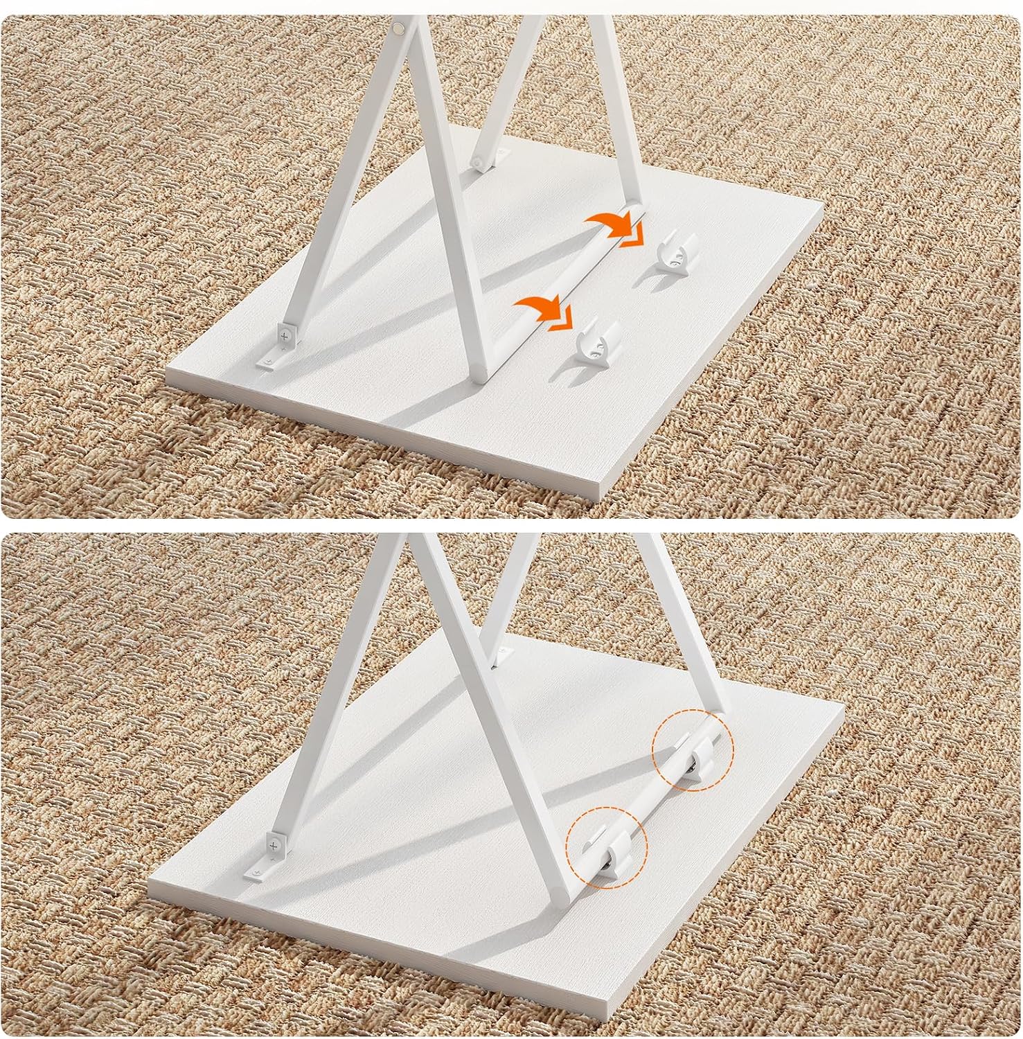 Detalle 2 de HOOBRO Table d’appoint pliable blanche EWW15BZ01 (48 x 36 x 66,5 cm)