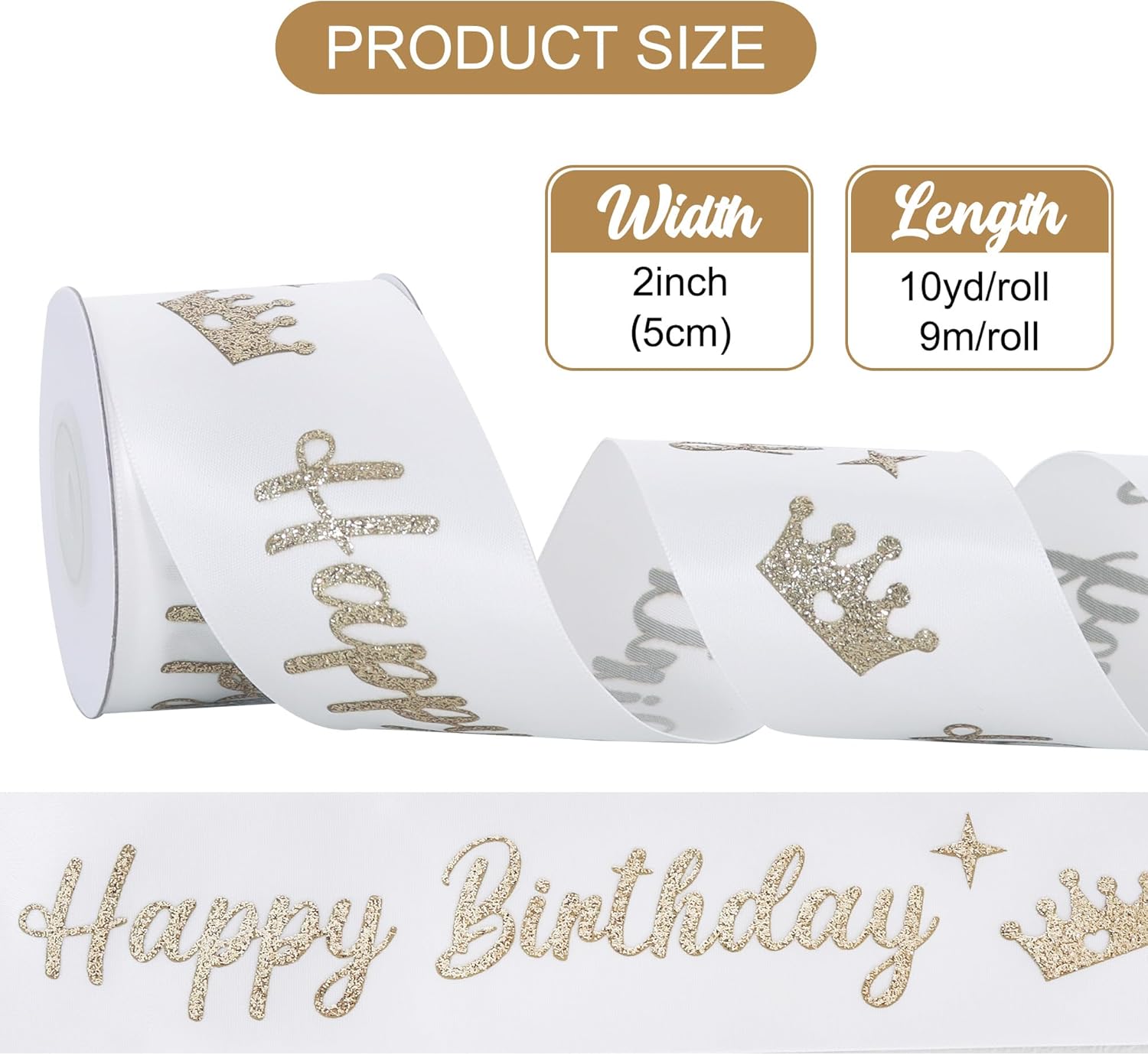 Thumbnail 2 de TONIFUL Happy Birthday Glitzerband 5,1 cm