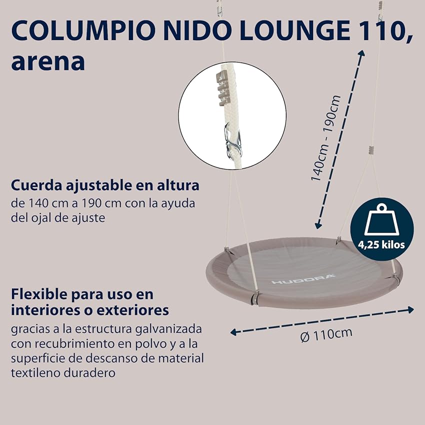 Detalle 2 de HUDORA Columpio Lounge columpio 150 kg