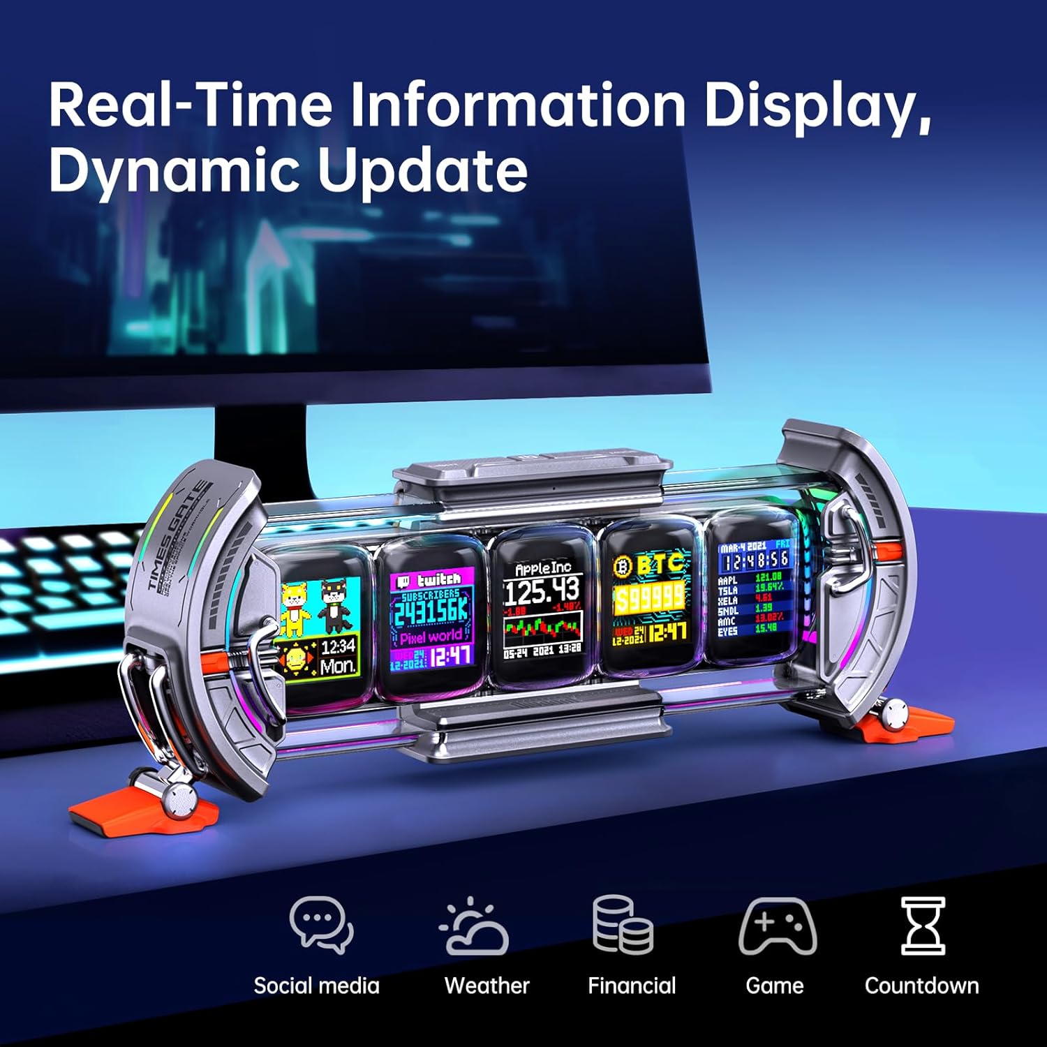 Thumbnail 2 de Divoom Times Gate WiFi – Écran Pixel Art 5×128×128, horloge LED connectée et décoratif pour bureau / gaming room