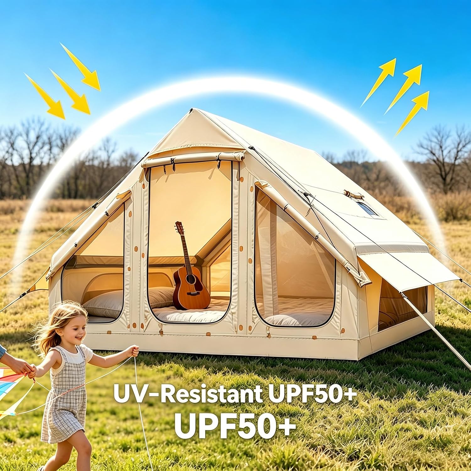 Thumbnail 6 de Inflatable Camping Tent with Hand Pump: 4–6 Person Blow-Up Tent with Stove Jack
