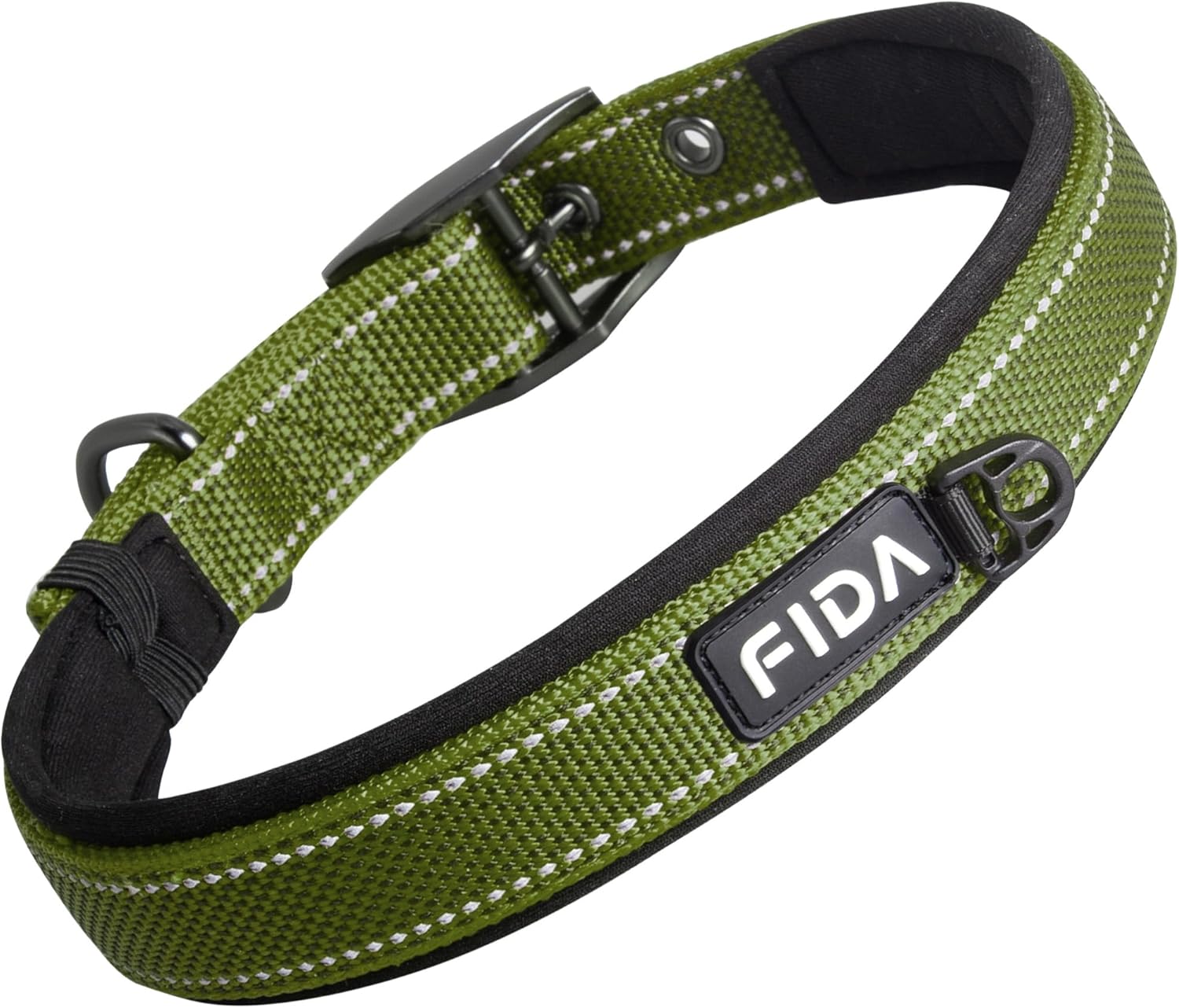 Thumbnail 6 de Fida Padded Dog Collar with Metal Belt Buckle – Red, Heavy Duty for Large Dogs