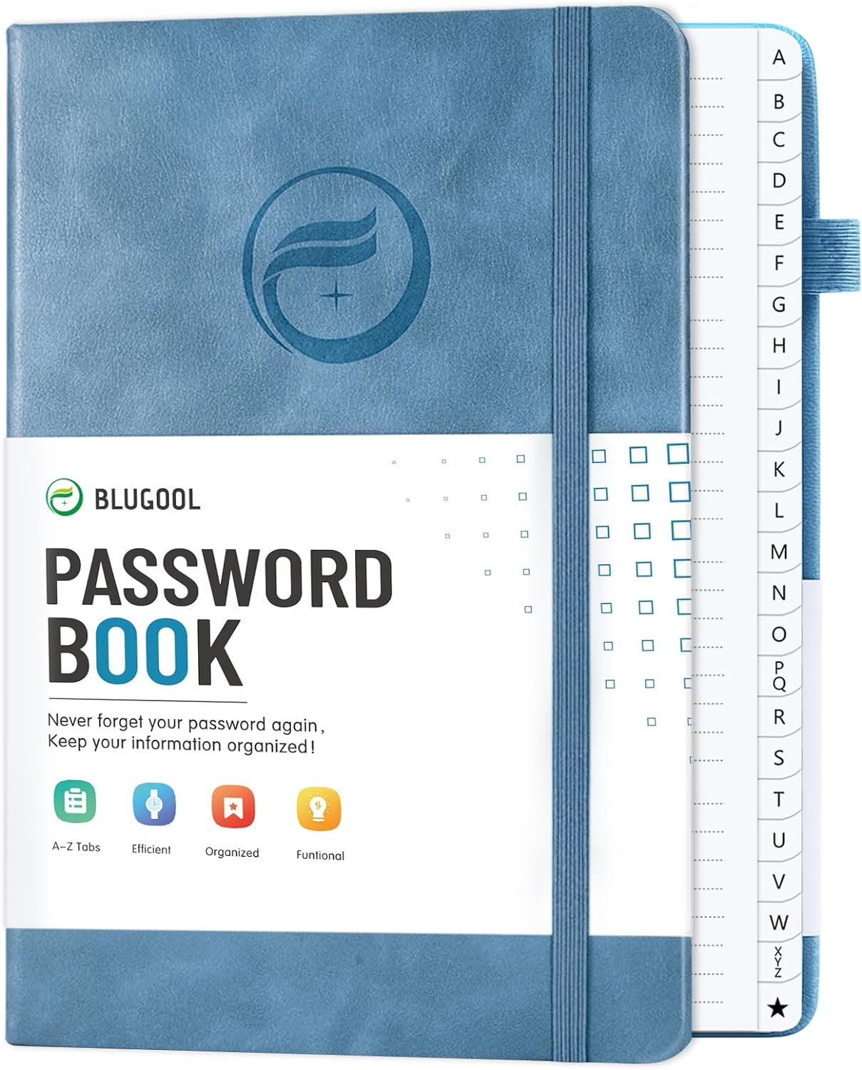 Detalle de Blugool Password Book AG14, 7 x 10-Inch Hardcover Password Keeper with A–Z Tabs