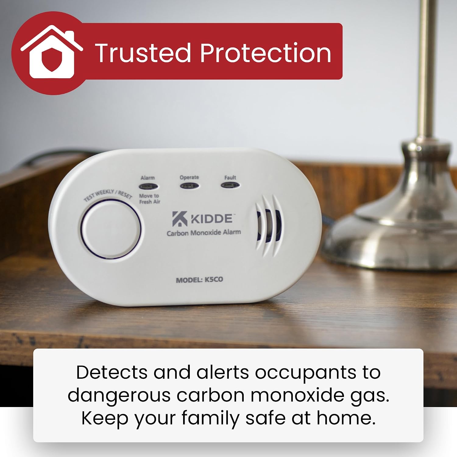 Detalle de Kidde 5CO Carbon Monoxide Alarm and Detector with AA Batteries – 10 Year Sensor Life