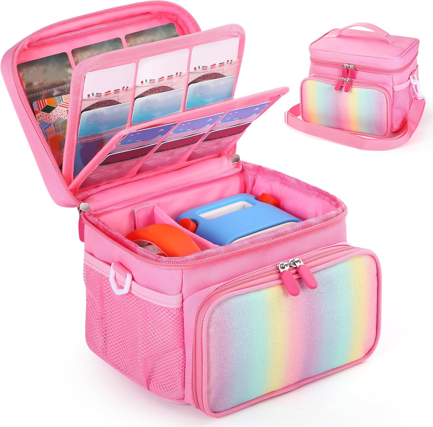 Detalle de TATAVR Travel Carrying Case for Yoto Player 3rd Gen – Card Holder for 30 Cards, with Shoulder Strap (Pink)