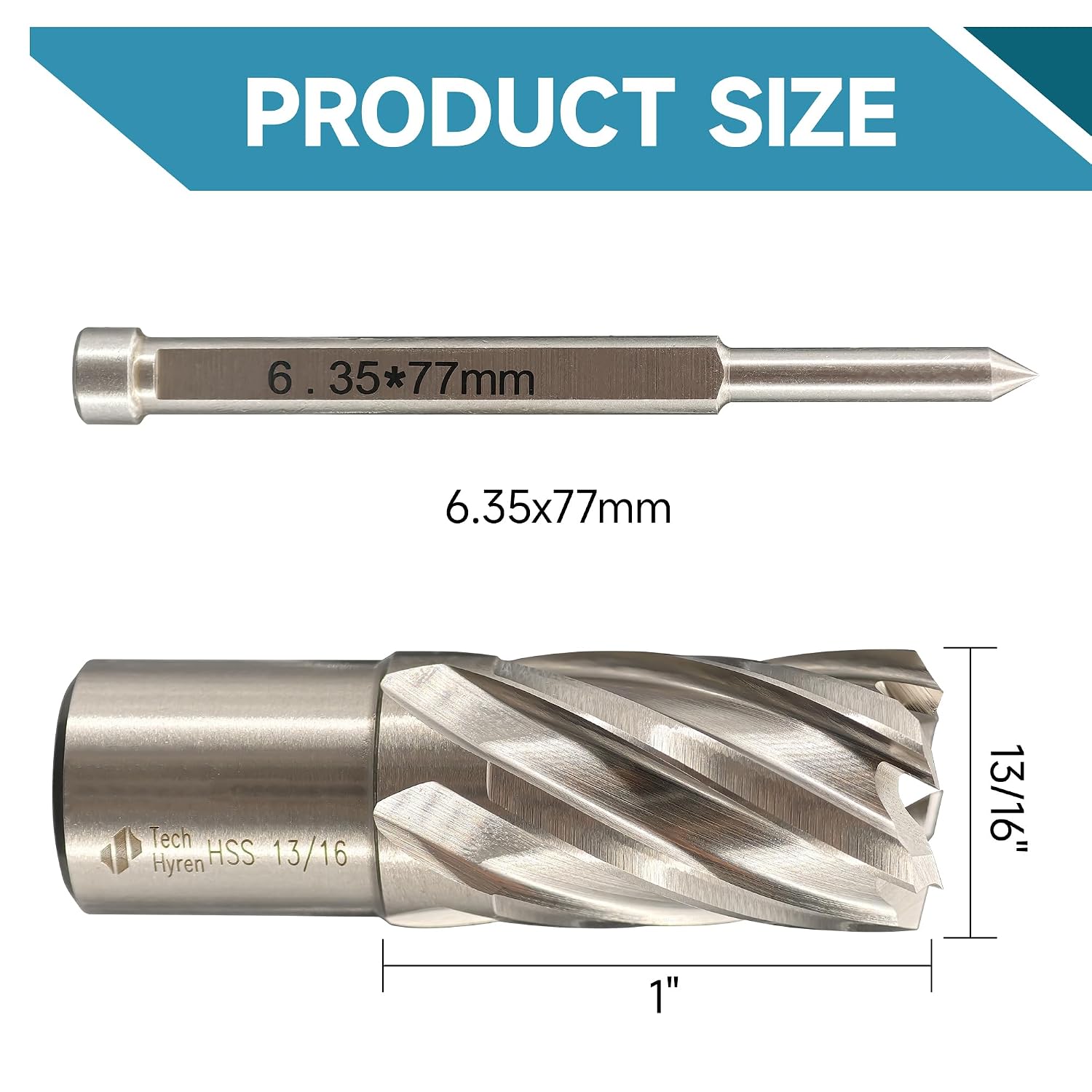 Detalle 2 de Tech Hyren M2 HSS Annular Cutter, 13/16-Inch, 1-Inch Depth, 3/4-Inch Weldon Shank