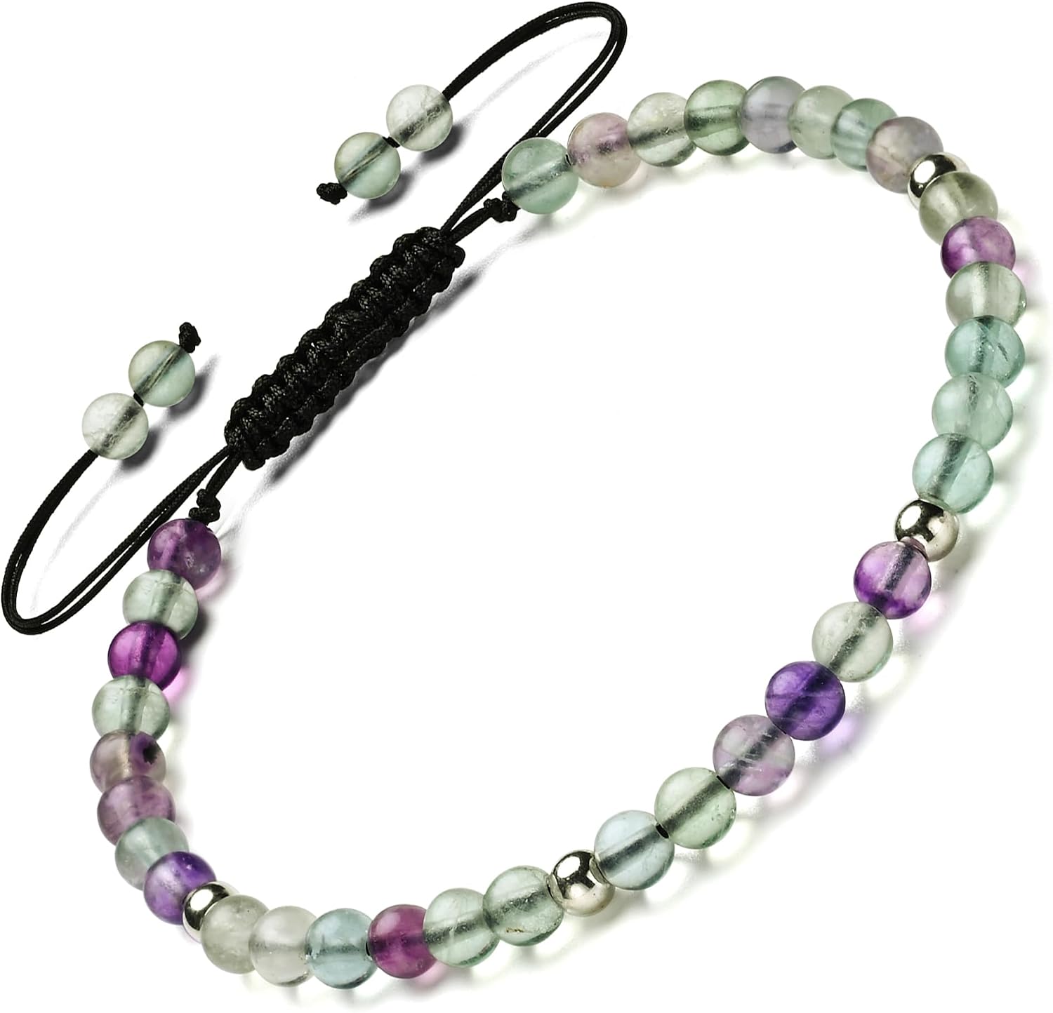 Thumbnail 6 de Apocalyptic-K Women's 925 Sterling Silver/Gold Anklet – 4mm Beads, Natural Stone, Hand Woven, Size Adjustable