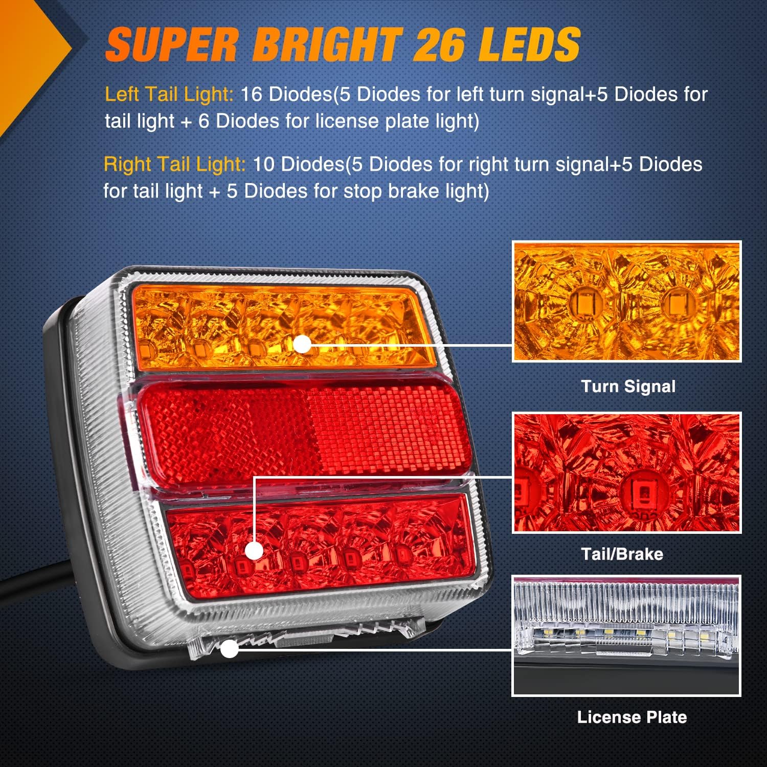 Detalle de Nilight Magnetic LED Trailer Towing Light Kit 24ft 🚚
