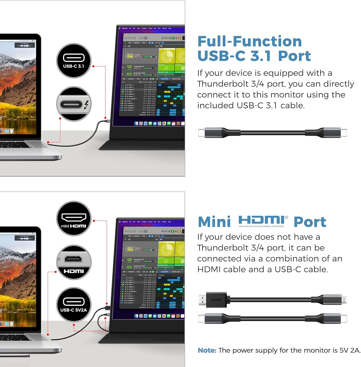 Detalle 2 de UFYQL Portable Monitor 15.6-inch FHD monitor