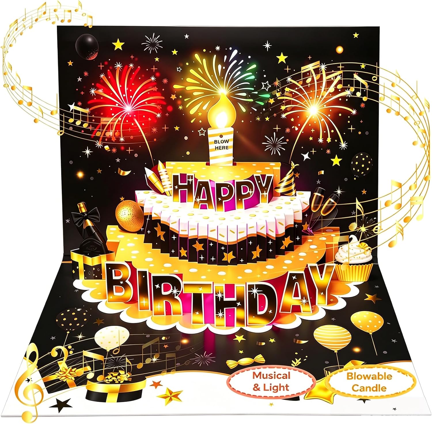 Detalle de Yinqing Birthday Cards 3D Pop Up with Music & Light