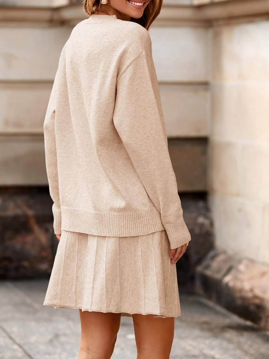 Detalle 2 de Tankaneo Skirt 2 Piece Sweater Set Pleated 1️⃣ 🎀