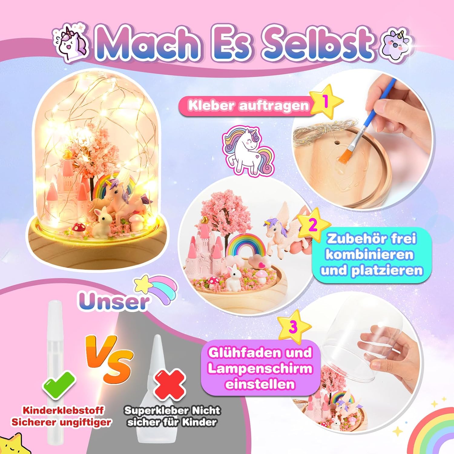 Detalle 2 de HappyGoLucky Bastelset Einhorn ab 3 Jahre