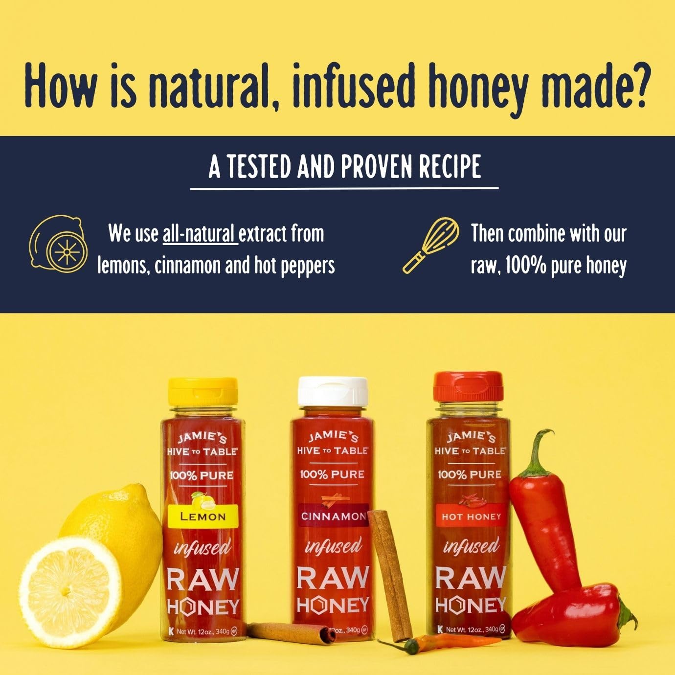 Detalle 1 de Jamie's Hive to Table Honey Gift Set, 36 oz, Hot, Lemon & Cinnamon