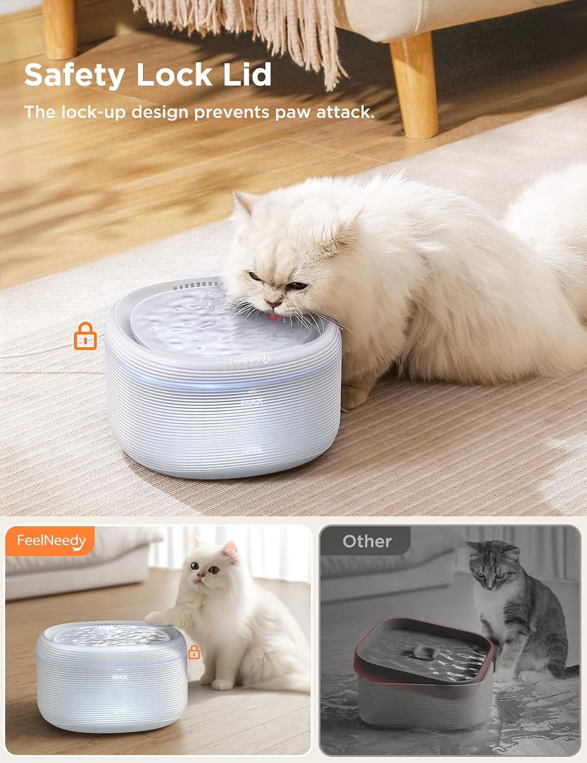 Detalle de FEELNEEDY Fontaine à Eau 3,2L pour chat