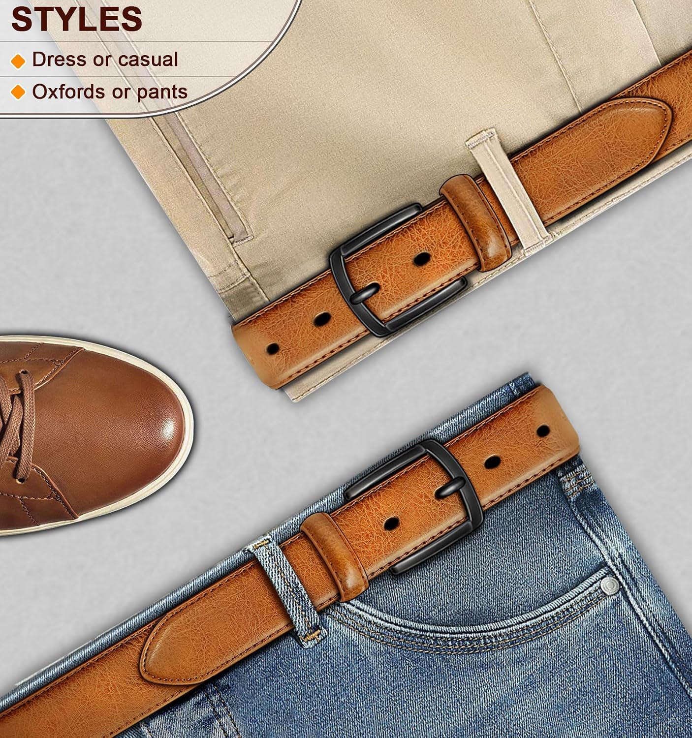 Detalle 2 de KEMISANT Ledergürtel Herren Gürtel 35 mm