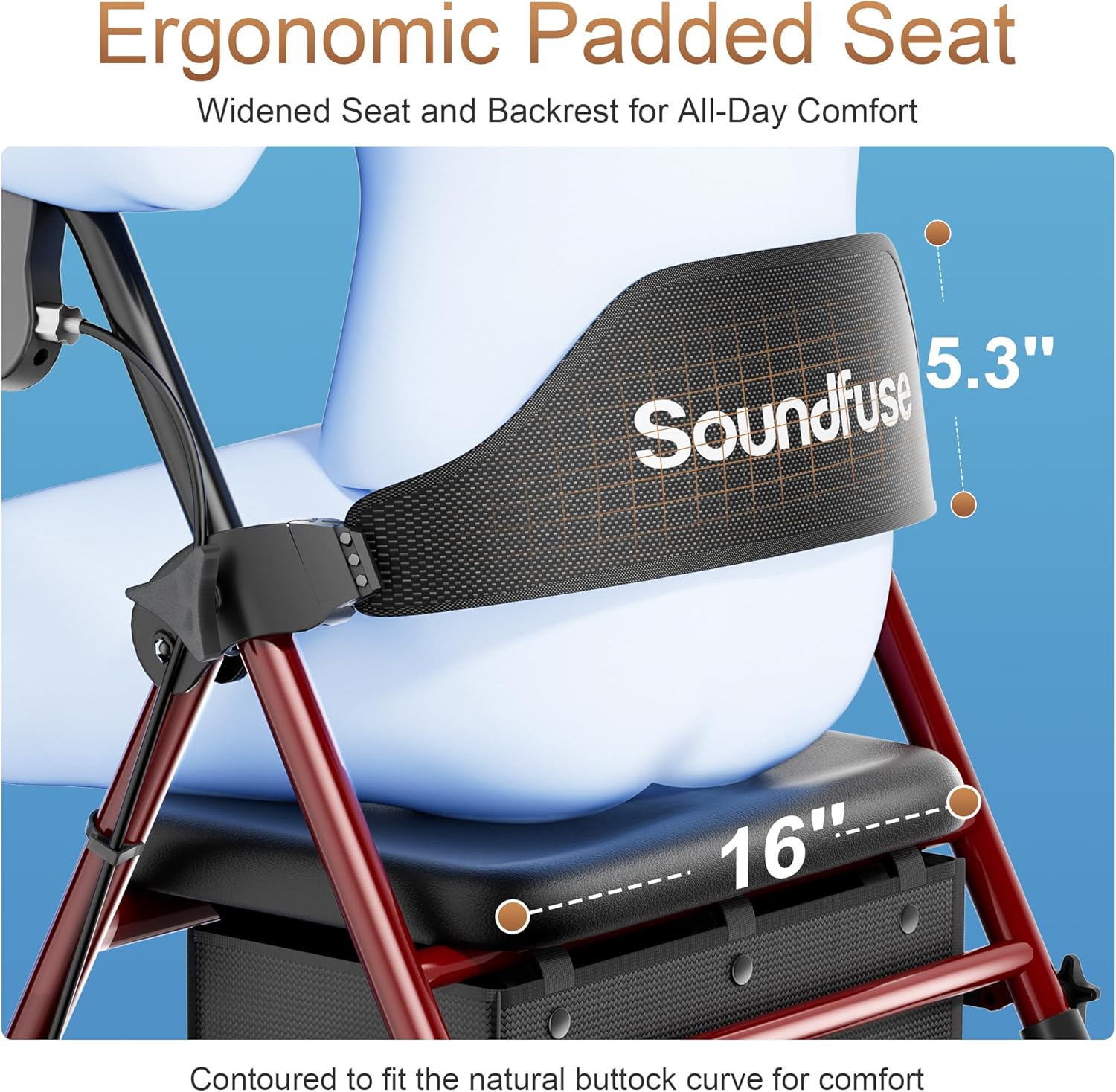 Detalle 2 de Soundfuse Rollator with 350lb Capacity ⚙