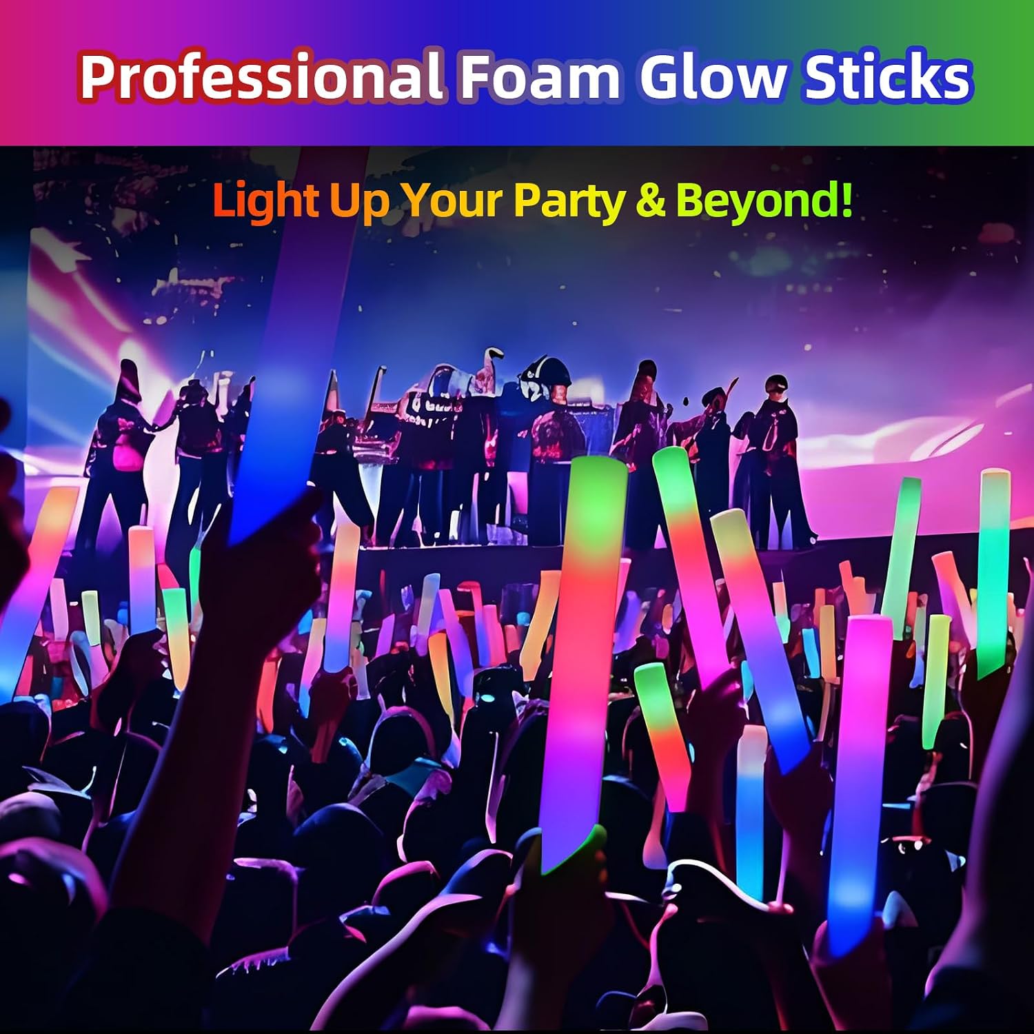 Detalle 2 de Blu7ive 20-Pack LED Foam Glow Sticks (3 Light Modes) for Parties, Concerts & More