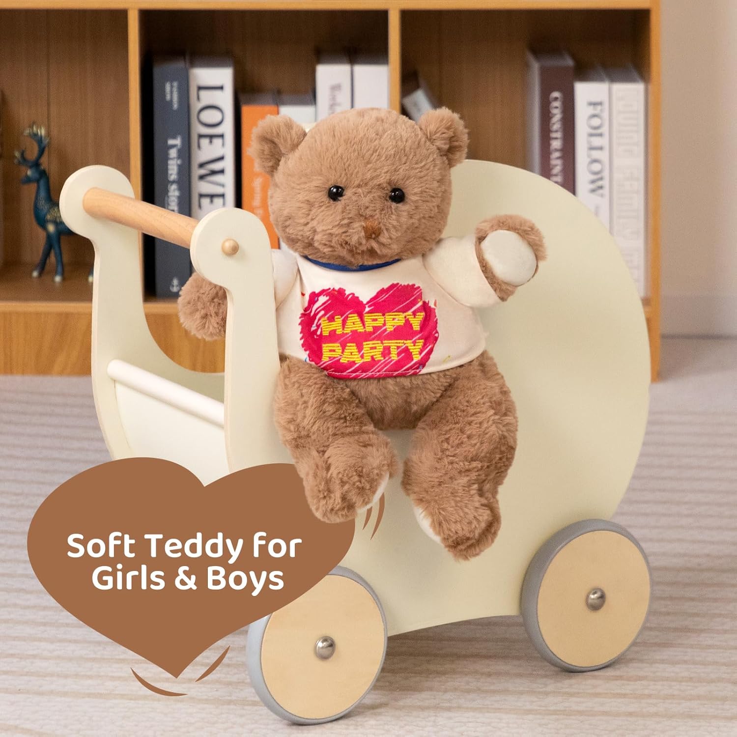 Detalle de BEJOY Teddybär – Süßes, weiches Plüschtier mit Happy Party T-Shirt (35 cm)