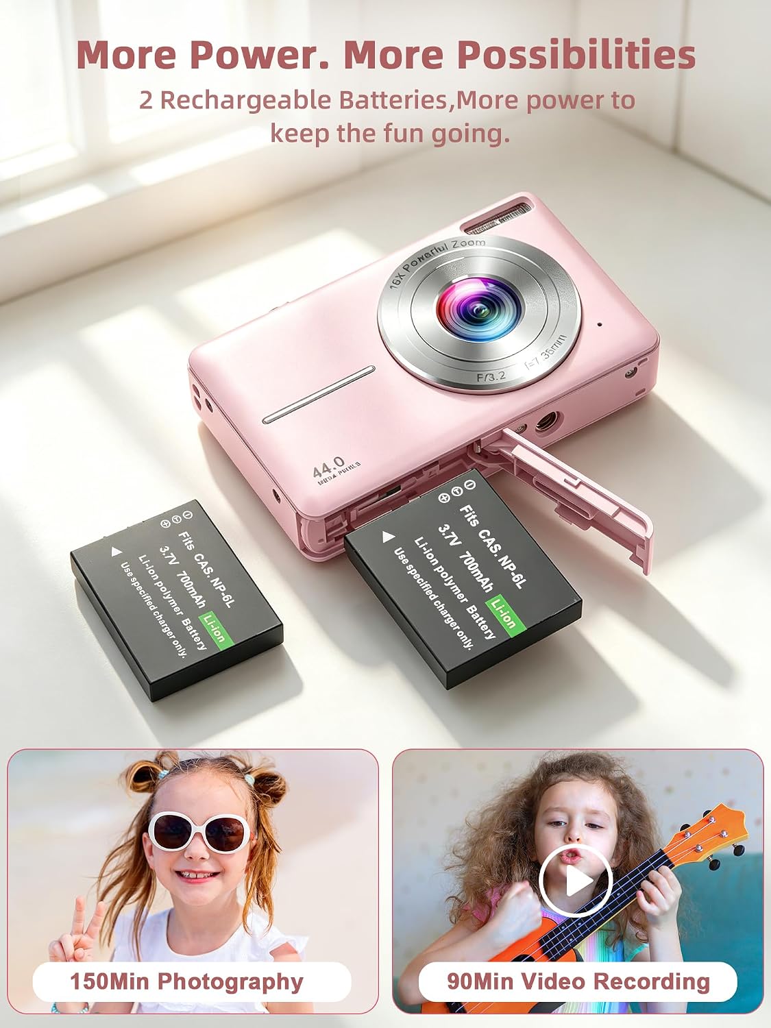 Thumbnail 6 de CAMKORY Digital Camera – FHD 1080p Point & Shoot with 16x Zoom, Anti-Shake, 32GB Bundle for Kids