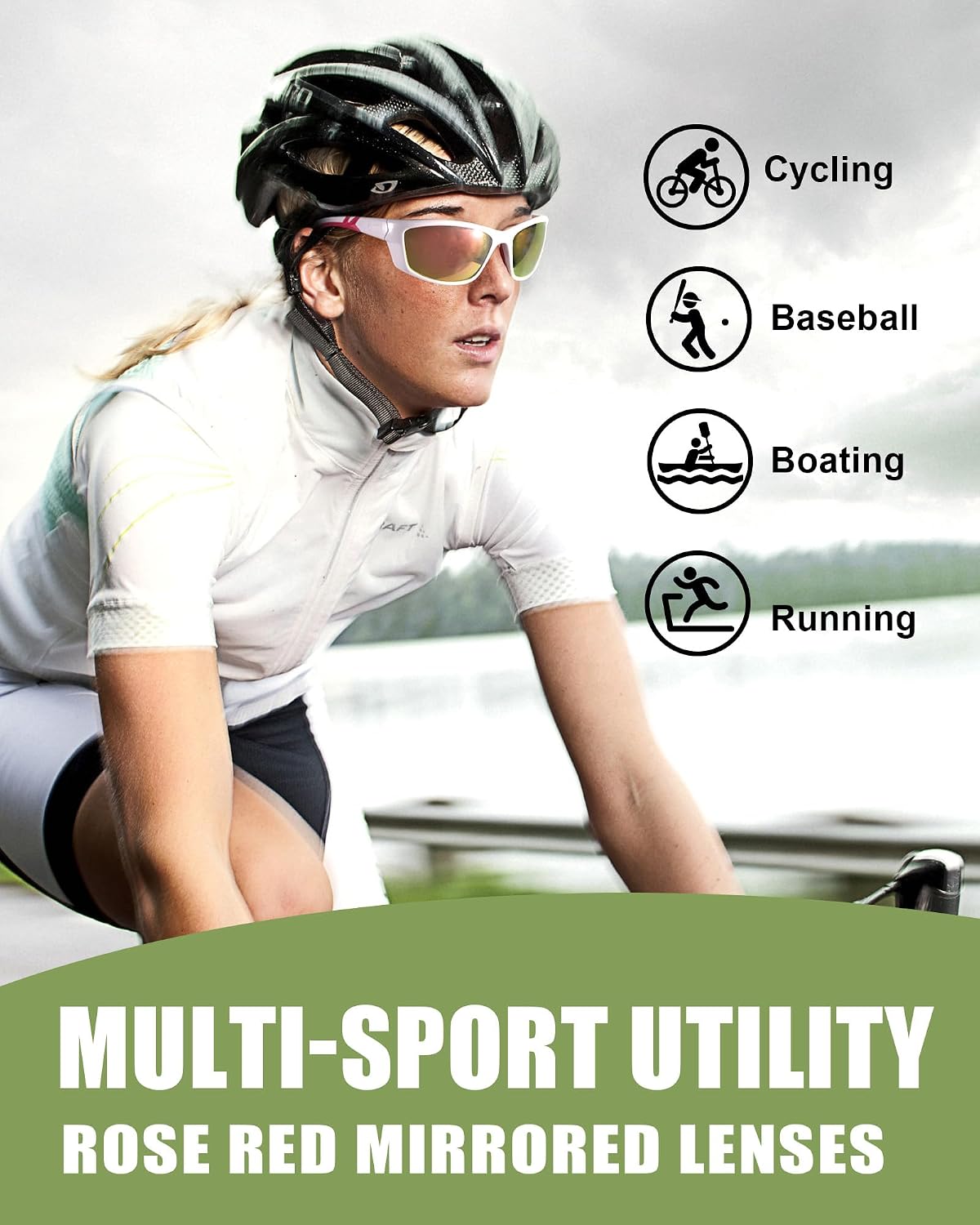 Detalle de Myiaur Women’s Sports Sunglasses (M8140) – Polarised UV400 Wrap Around Sunglasses for Running & Cycling