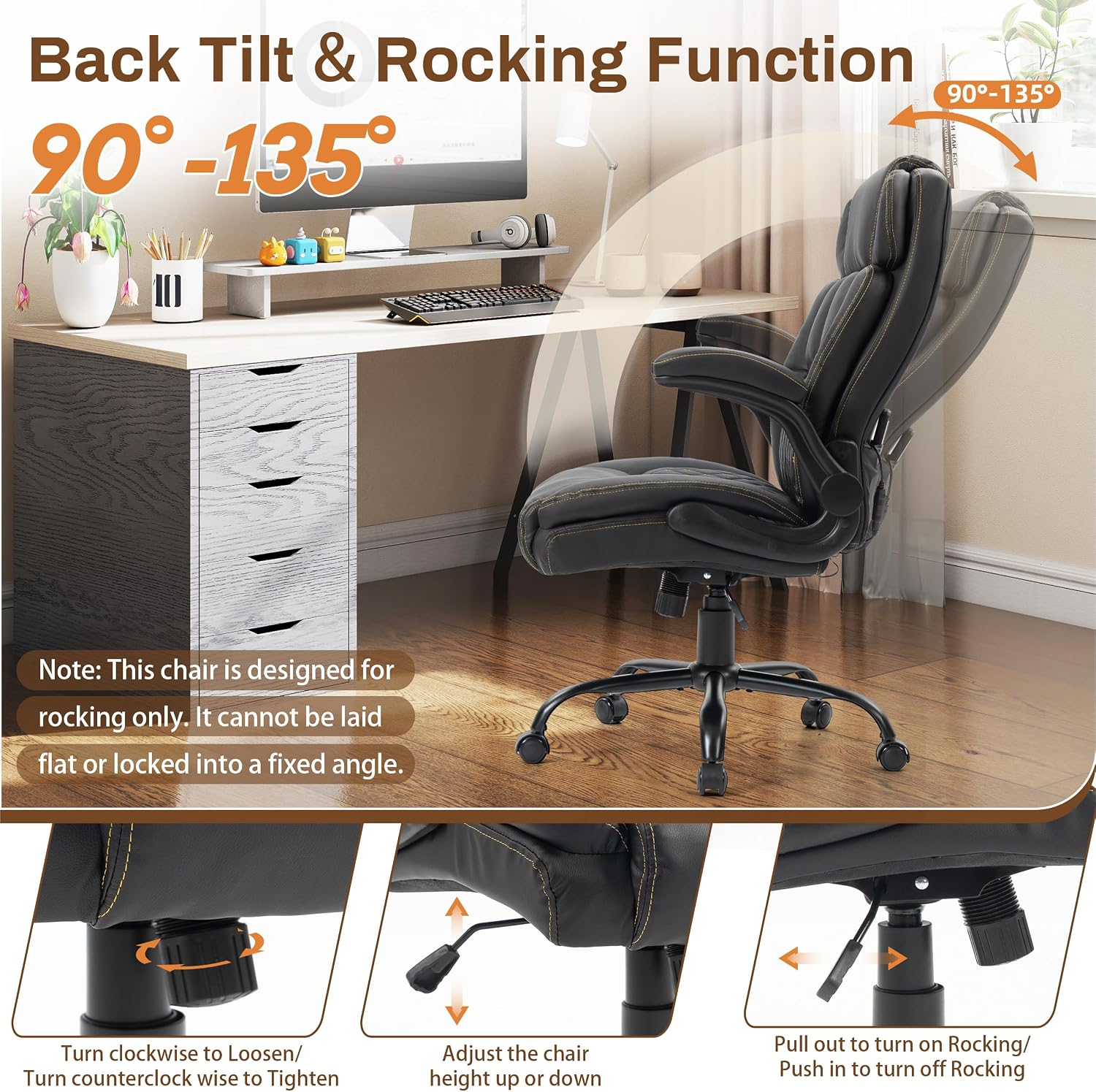 Detalle de BIGGARSIT Massage office chair, 500 lb Capacity, Heat and 4-Point Vibration