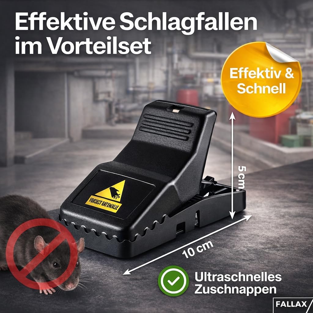 Thumbnail 3 de 6X Rattenfalle & Mausefalle Schlagfalle – extra leichte Bedienung, wiederverwendbar und giftfrei für Maus & Ratte
