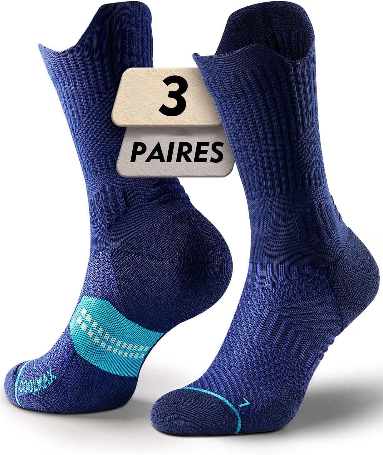 Detalle de Juclise Chaussettes de course à pied en bambou Coolmax pour homme, compression 15-20 mmHg