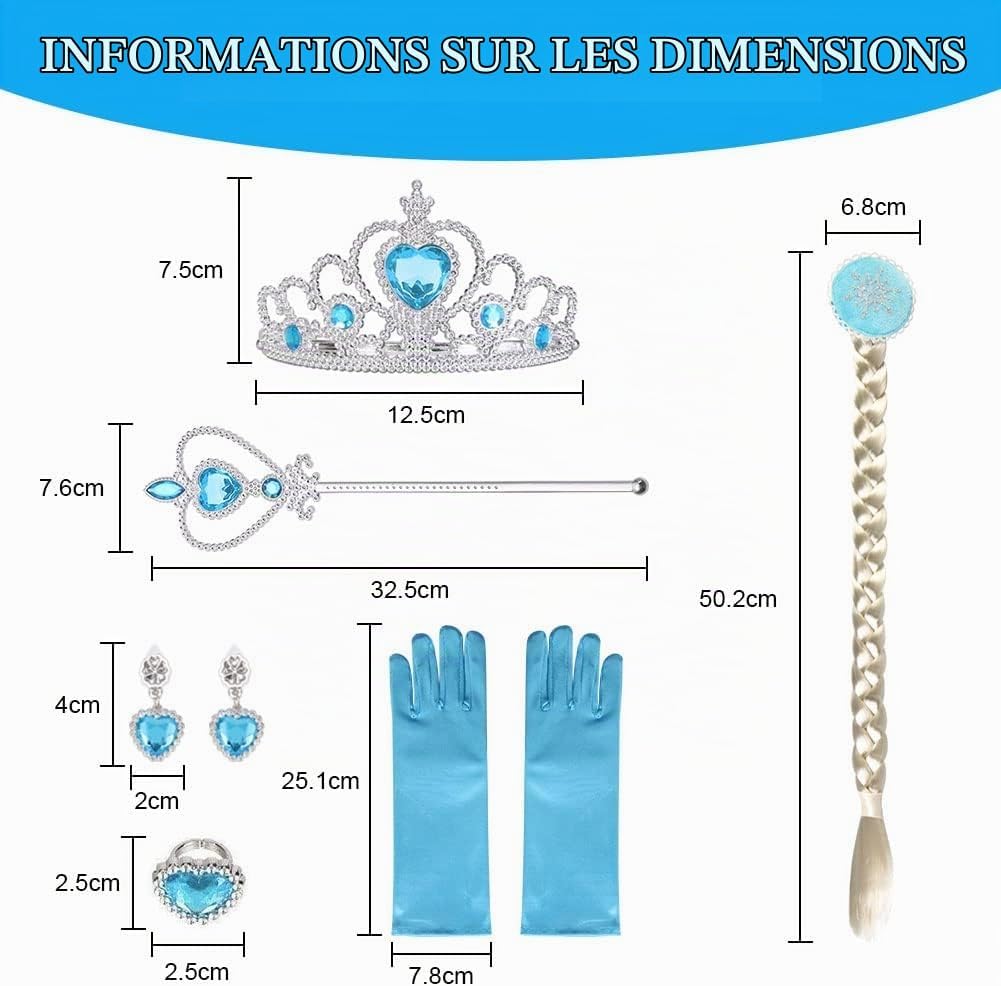 Detalle de Vicloon Elsa-prinsessenjurk voor cosplay met toverstaf en kroonaccessoires