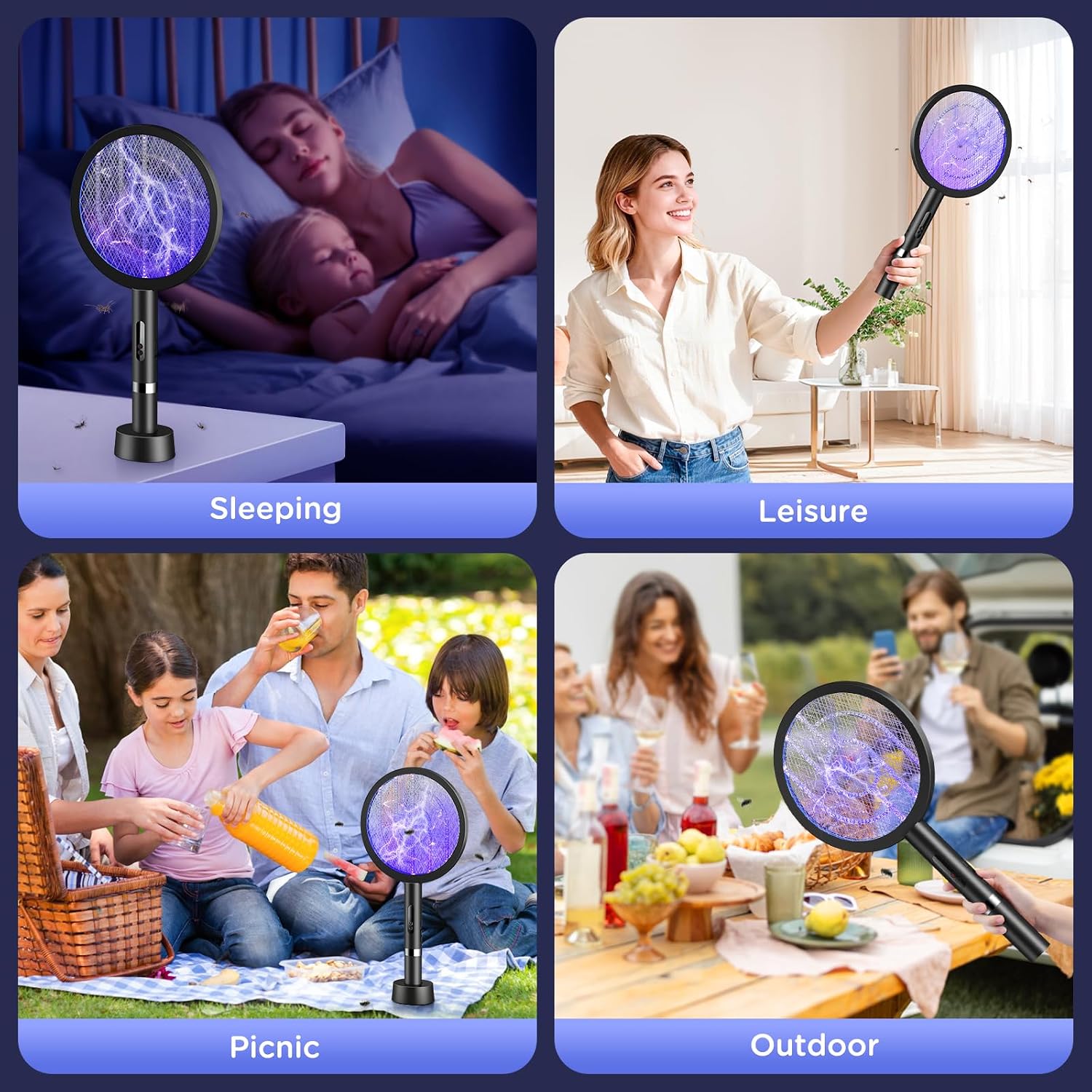 Thumbnail 6 de BKXCHA 2 in 1 Elektrische Fliegenklatsche – 4000V, USB-Akku, LED-Lichtfalle