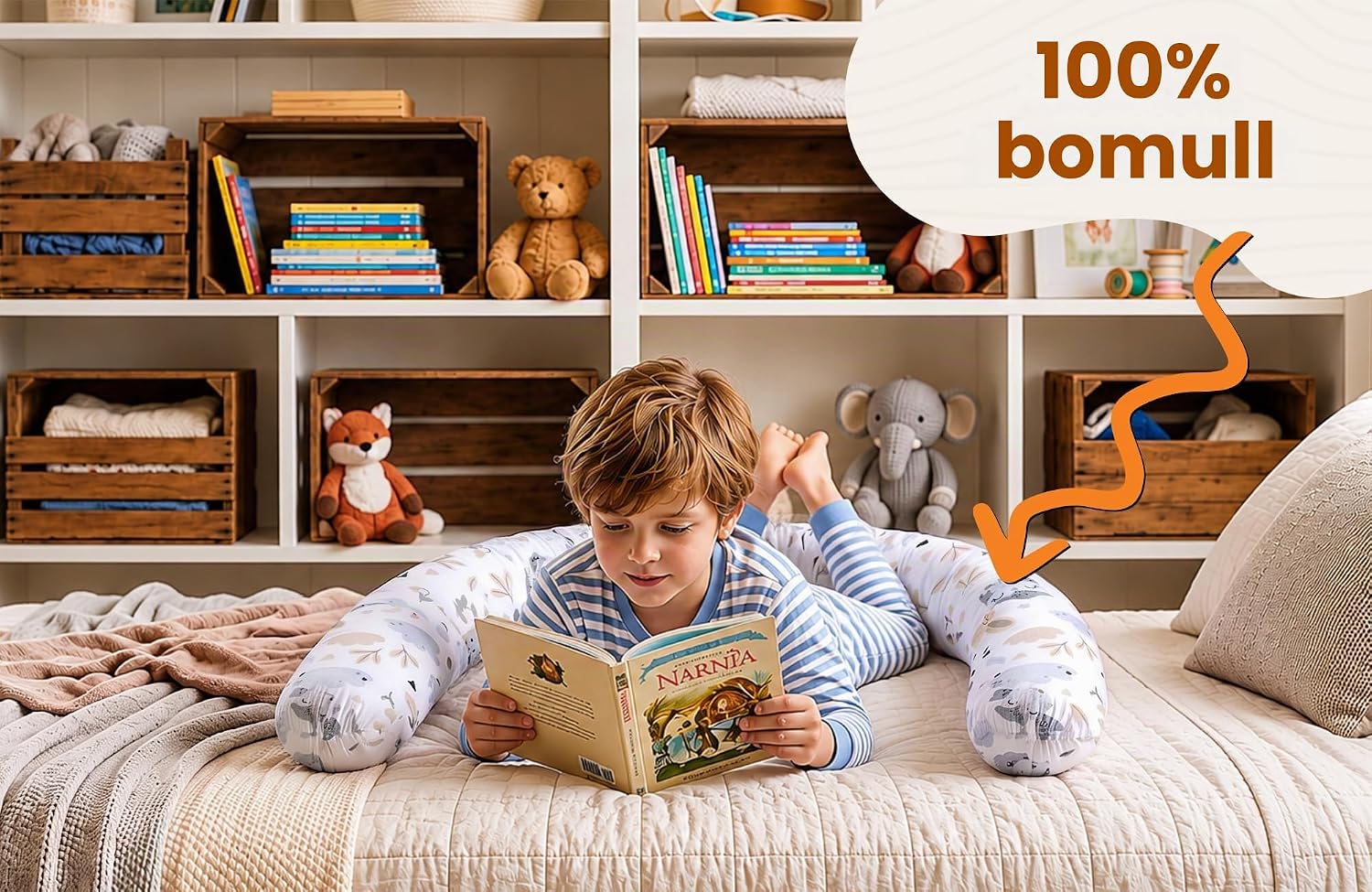 Detalle de Totsy Baby graviditetskudde 150 cm i bomull och polyester, Kanin
