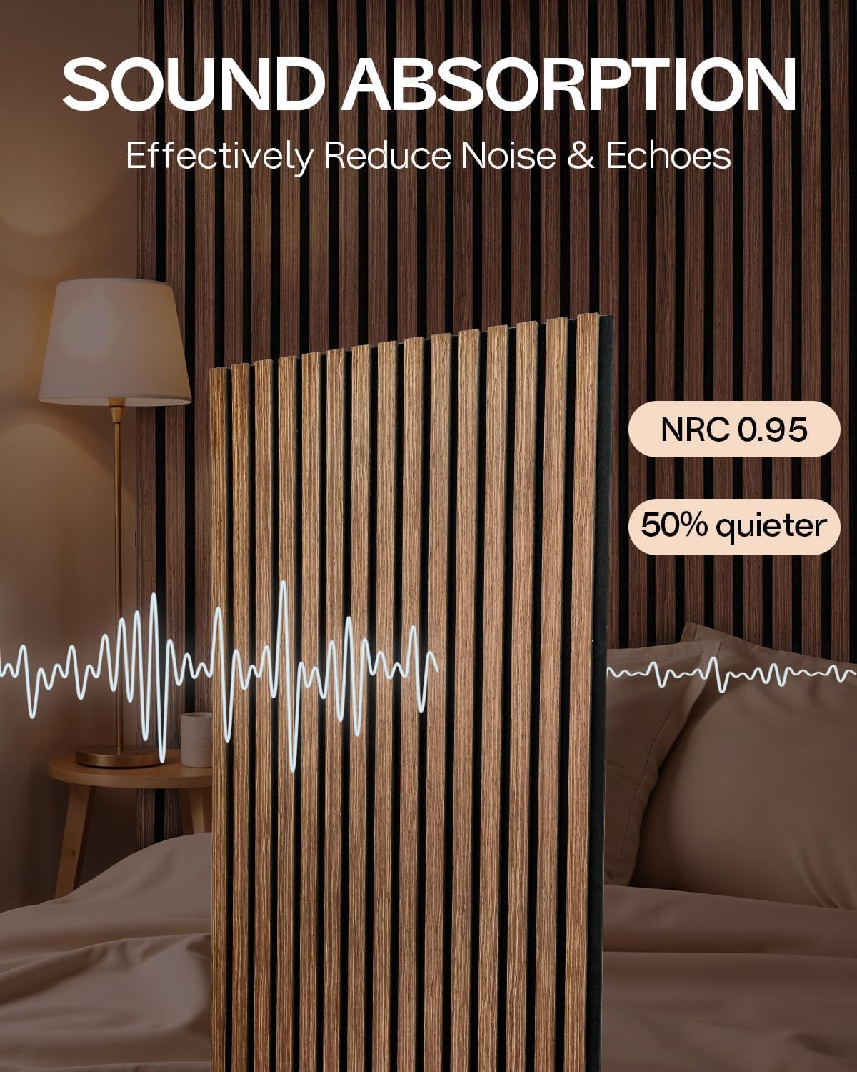 Detalle 2 de Acoustic Wood Slat Wall Panels, Walnut