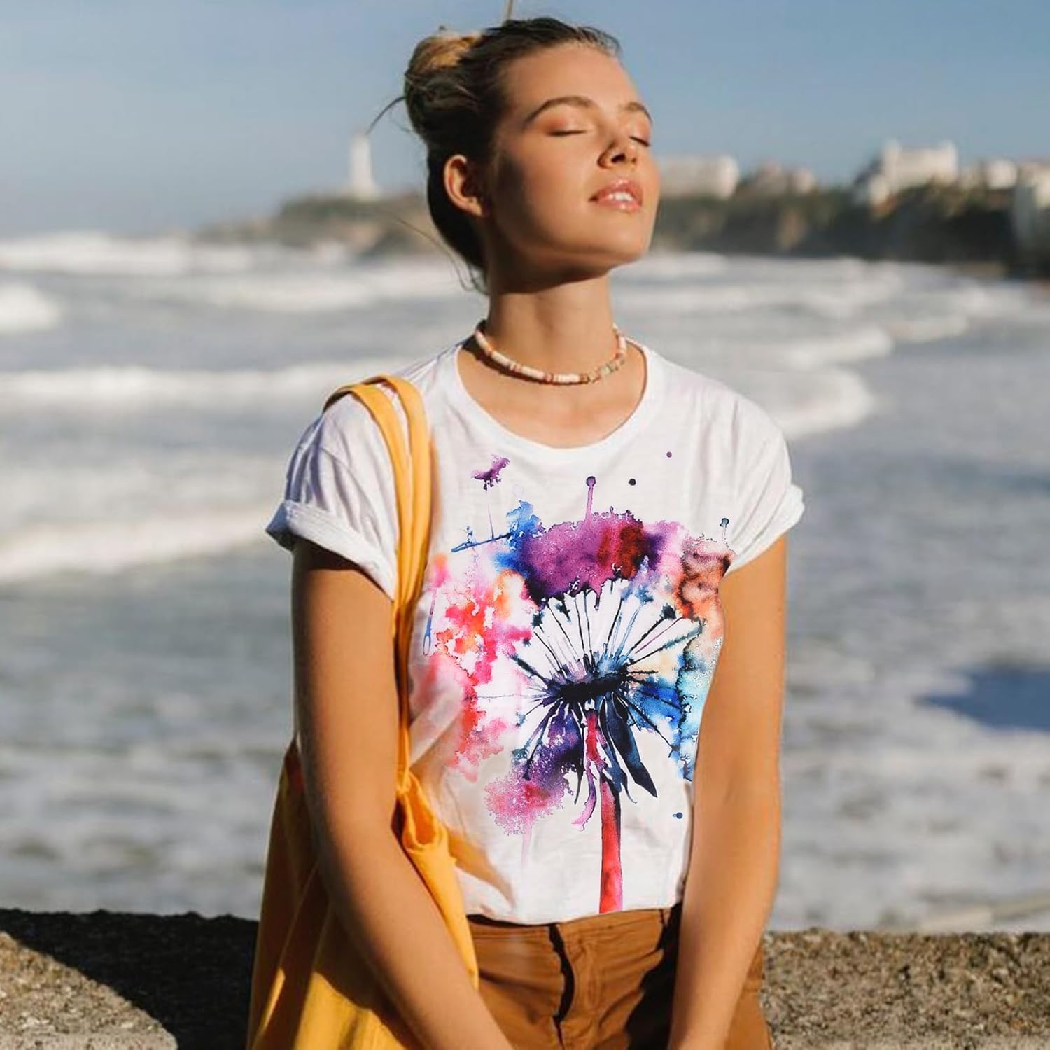Thumbnail 1 de Tuopuda Damen Sommer T-Shirt Rundhals Kurzarm mit Print – Baumwolle, bequem & vielseitig