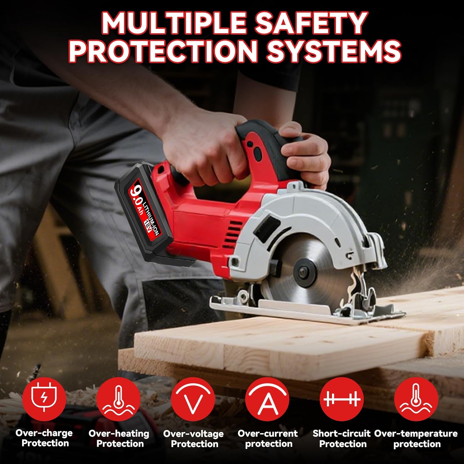 Thumbnail 6 de POWTREE 2 x 9,0 Ah accu voor Milwaukee M18, 18 V met ledindicator