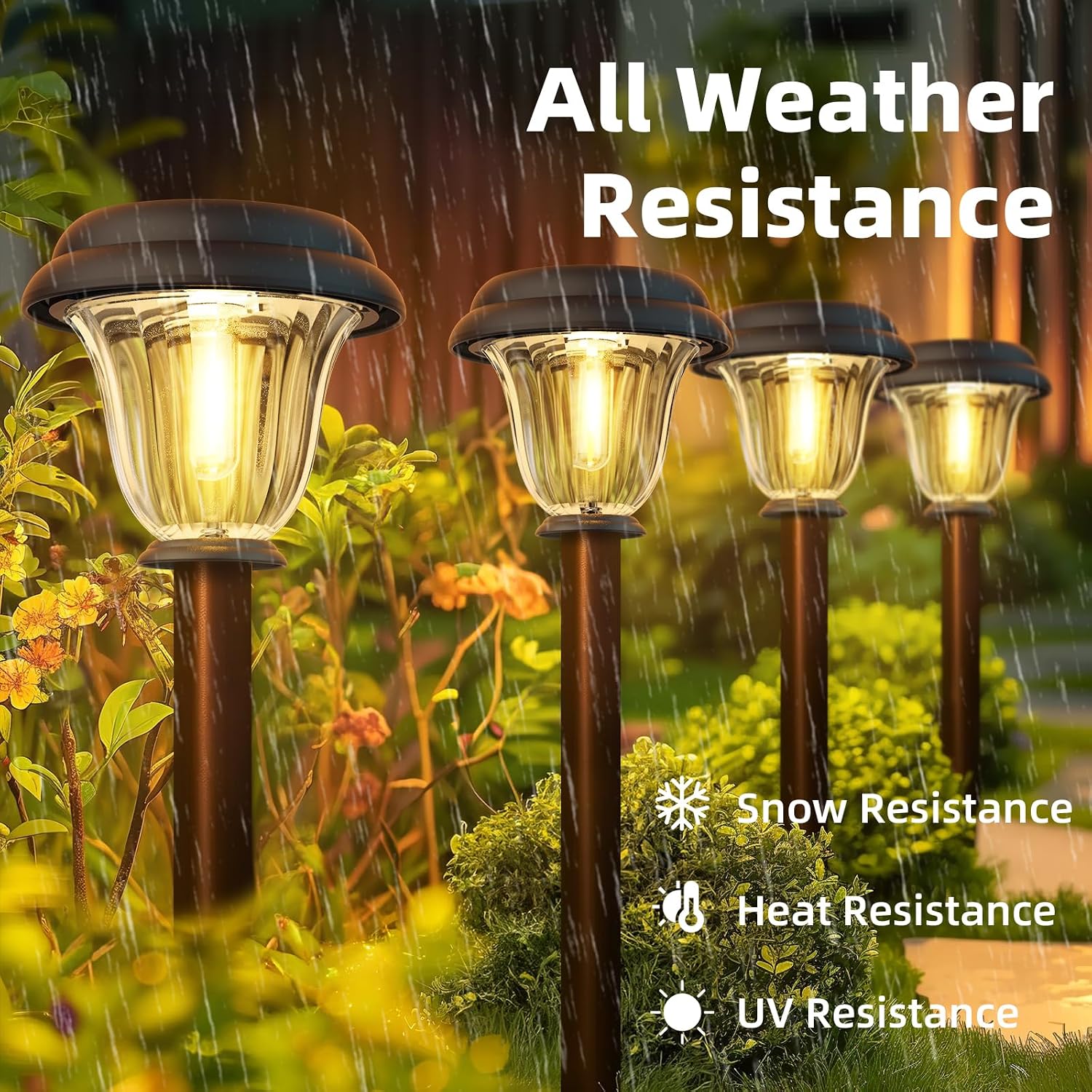 Detalle de DERAYSION A115Z8PBR Solar Pathway Lights, 8-Pack Stainless Steel and Glass, Warm White