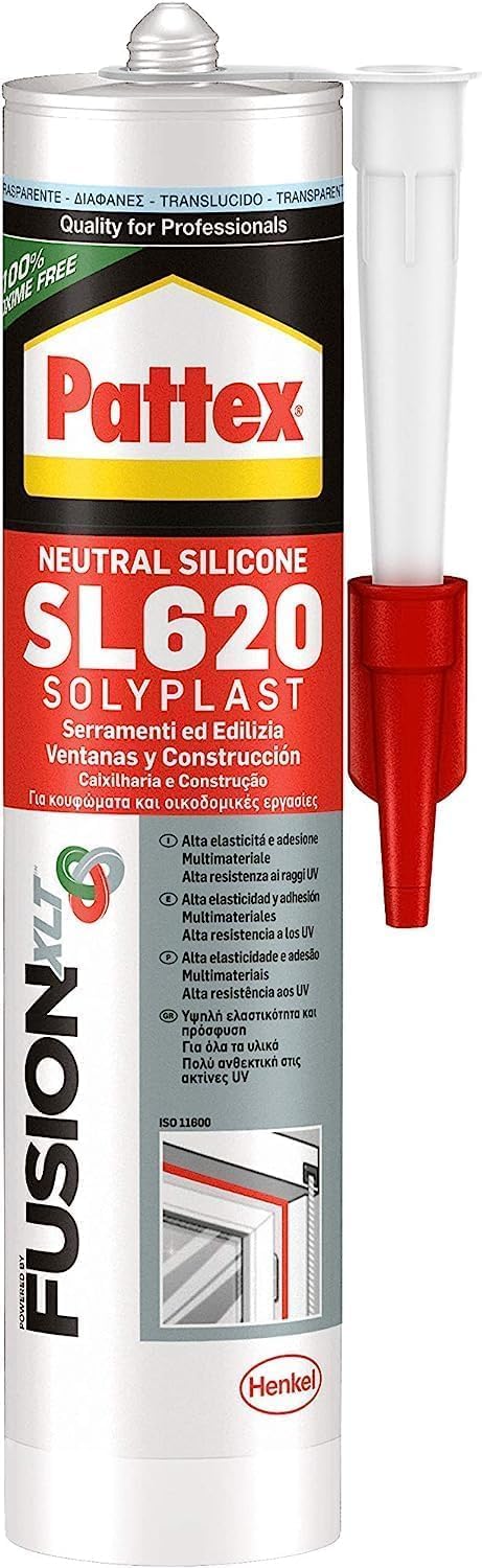 Detalle de Pattex SL 620 Serramenti ed Edilizia: Sigillante siliconico trasparente da 300 ml